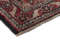 Persian Hamadan accent rug in navy and faded red, view 6 of 8