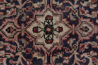 Persian Hamadan accent rug in navy and faded red, view 7 of 8