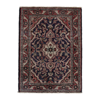 Persian Hamadan accent rug in navy and faded red, 1'11" x 2'7"