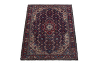 Persian Mahal accent rug in navy and deep red, view 3 of 9