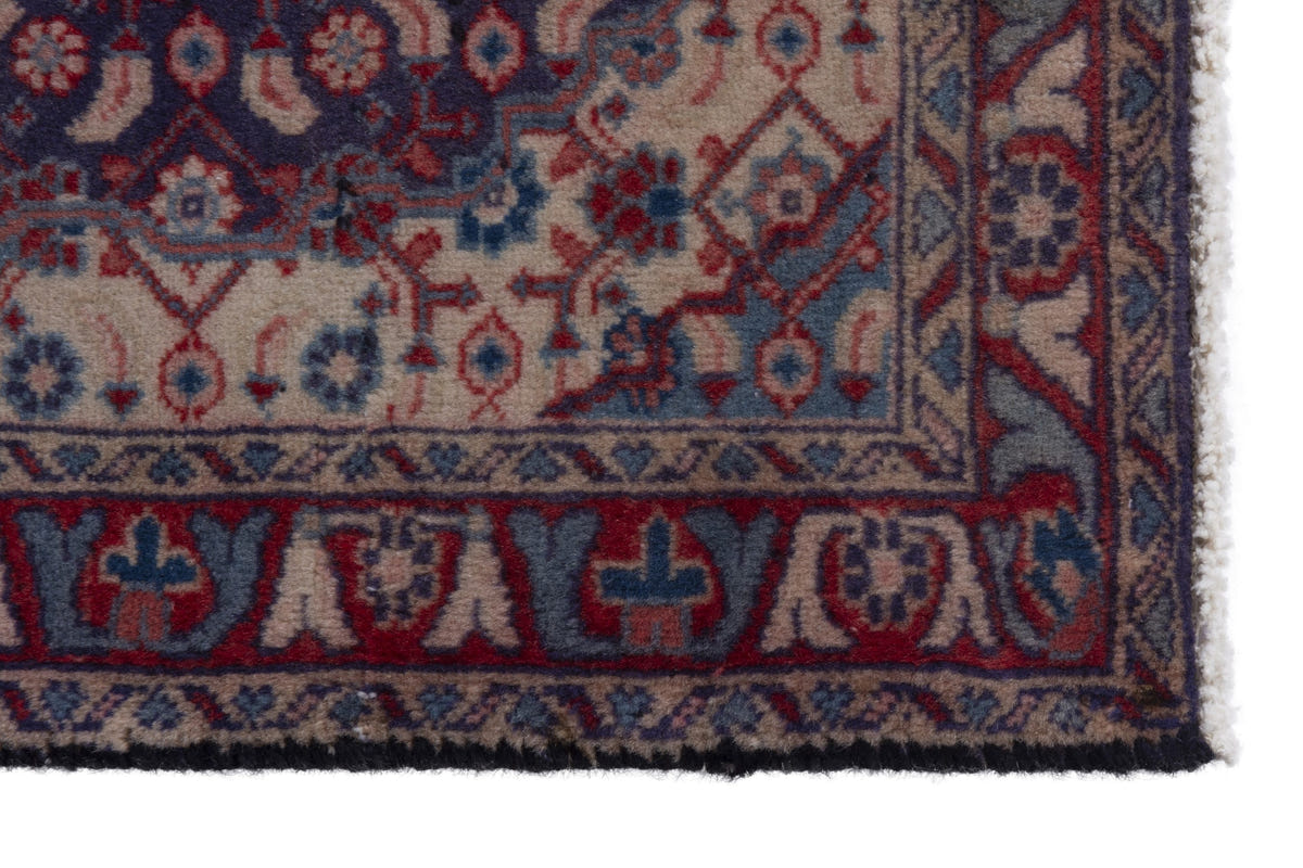 Persian Mahal accent rug in navy and deep red, view 5 of 9