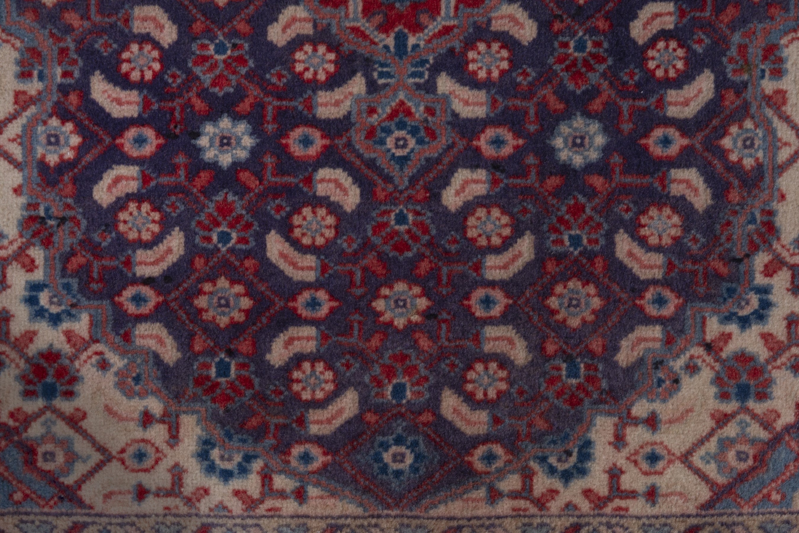 Persian Mahal accent rug in navy and deep red, view 6 of 8