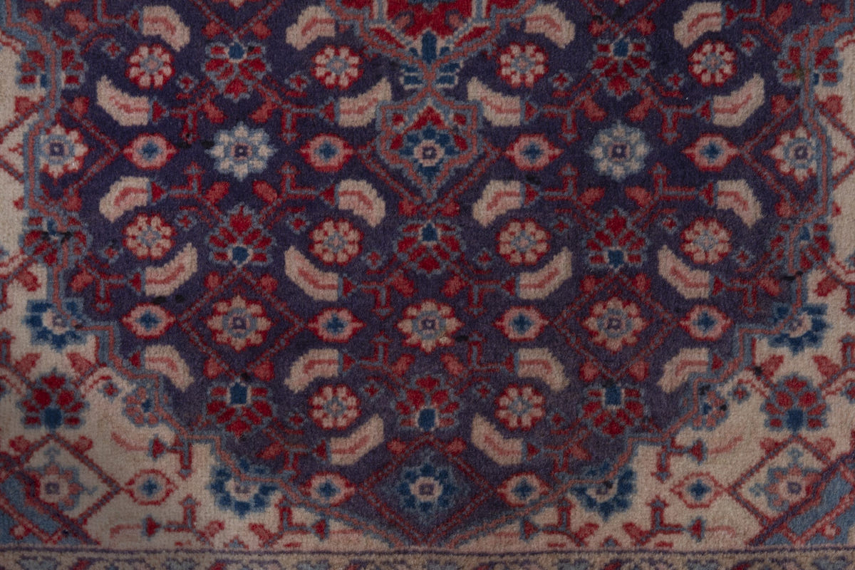 Persian Mahal accent rug in navy and deep red, view 7 of 9
