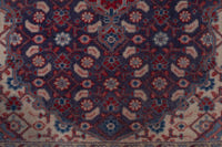Persian Mahal accent rug in navy and deep red, view 7 of 9