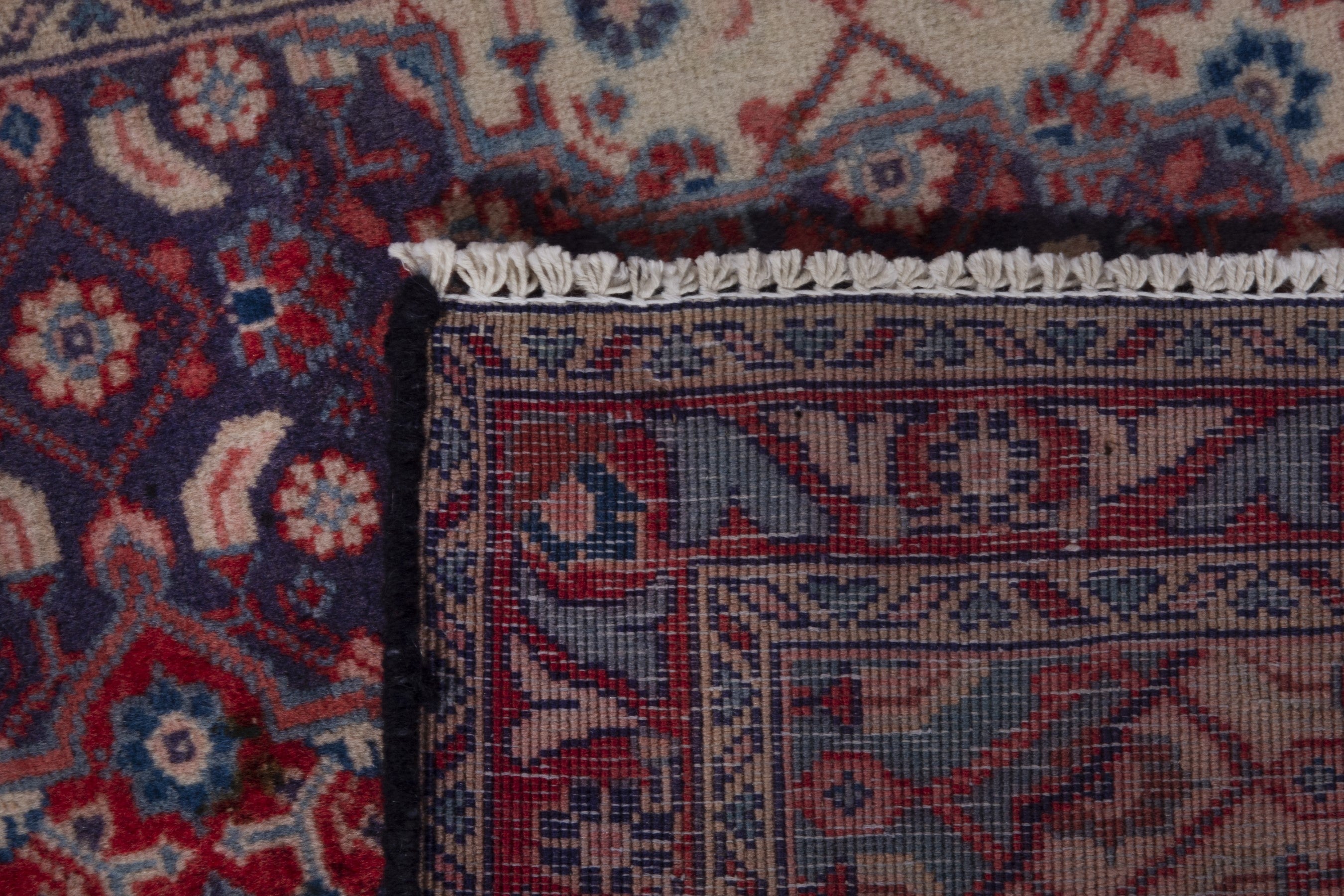 Persian Mahal accent rug in navy and deep red, view 8 of 8