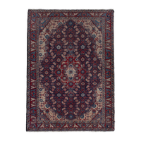 Persian Mahal accent rug in navy and deep red, 2' x 2'9"