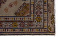 Persian Torkaman accent rug in beige and ochre, view 5 of 9