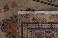 Persian Torkaman accent rug in beige and ochre, view 9 of 9