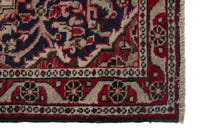 Persian Hamadan accent rug in navy and cream, view 5 of 10