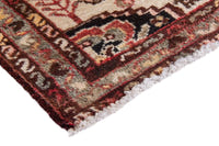 Persian Hamadan accent rug in cream and dark brown, view 6 of 9
