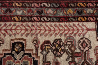 Persian Hamadan accent rug in cream and dark brown, view 8 of 9