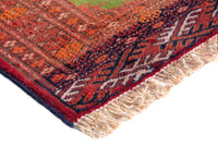 Persian Torkaman accent rug in deep red and olive, view 5 of 9