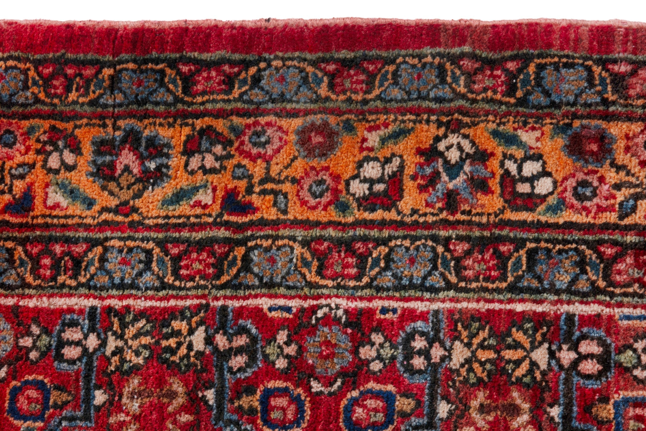 Persian Birjand runner rug in deep red and antique gold, view 12 of 18