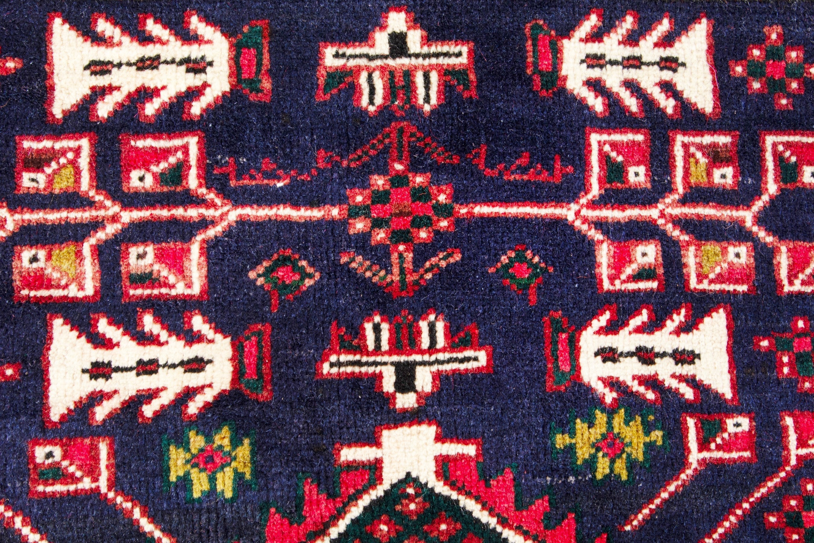 Persian Azerbaijan runner rug in deep red and navy, view 11 of 18