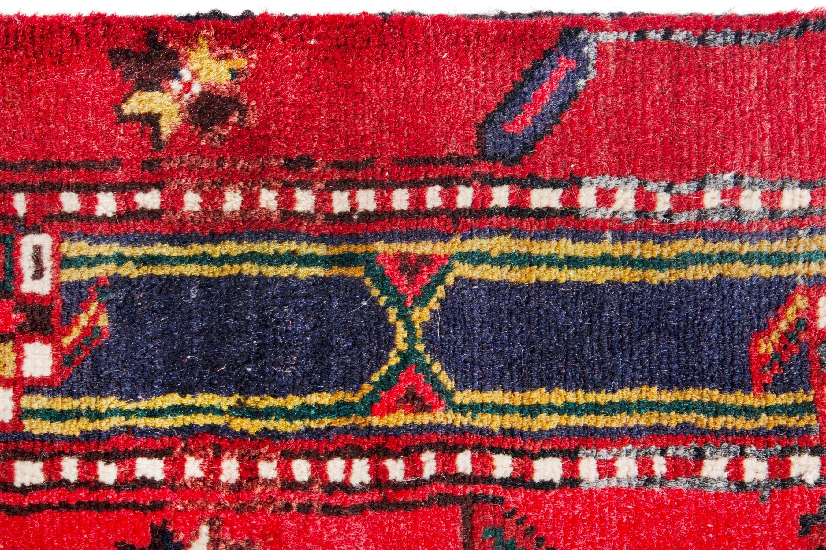 Persian Azerbaijan runner rug in deep red and navy, view 14 of 18
