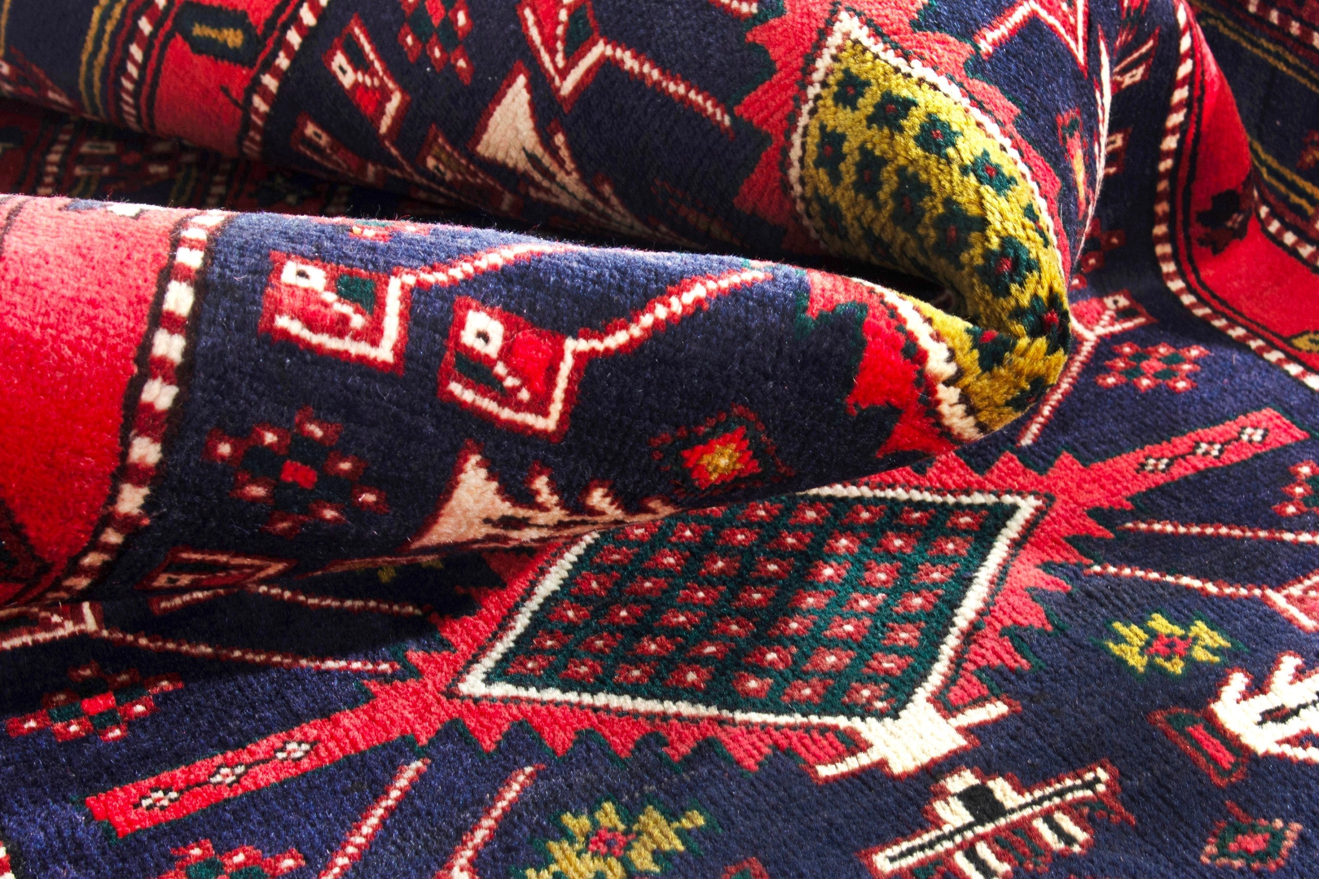 Persian Azerbaijan runner rug in deep red and navy, view 16 of 18