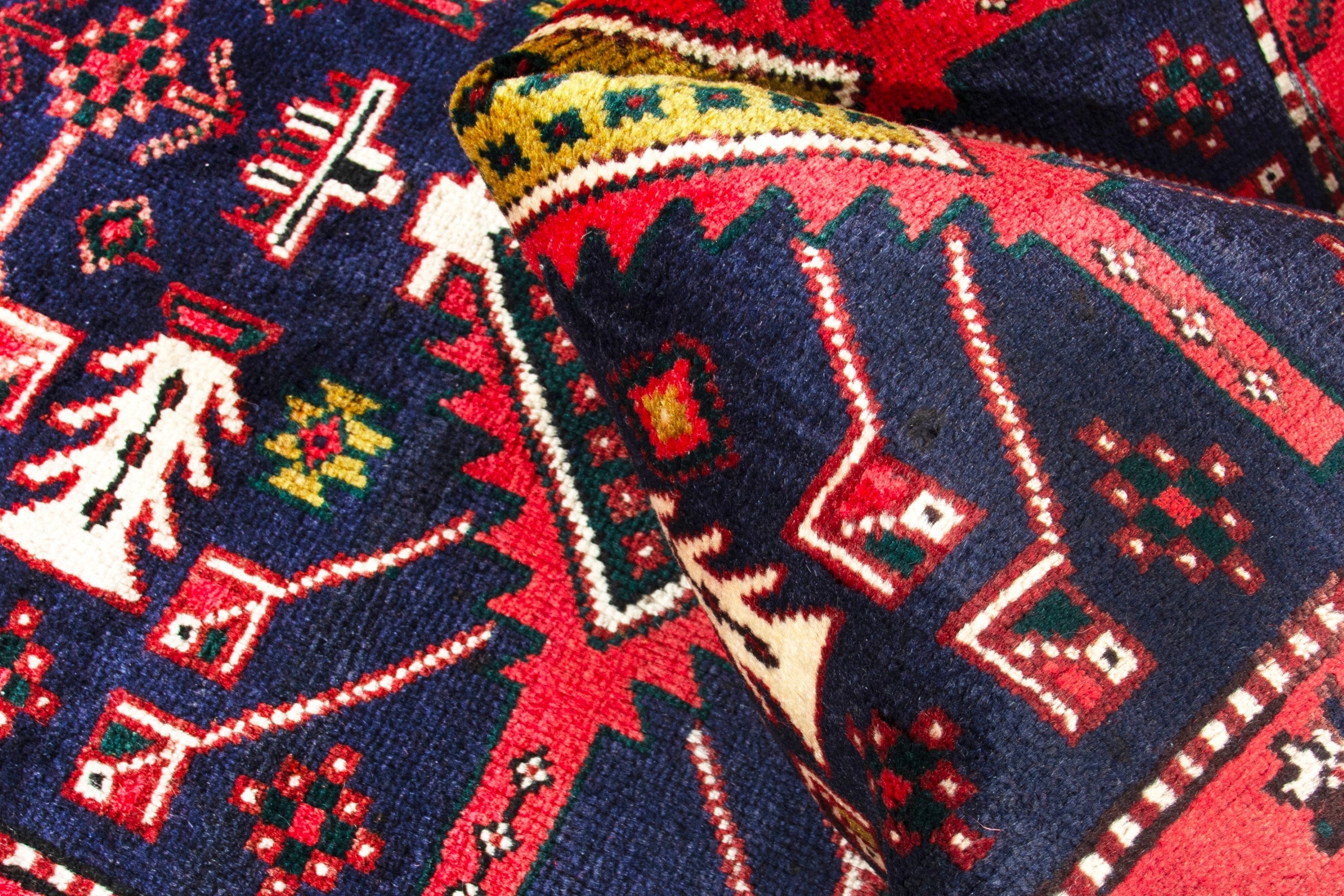 Persian Azerbaijan runner rug in deep red and navy, view 17 of 18