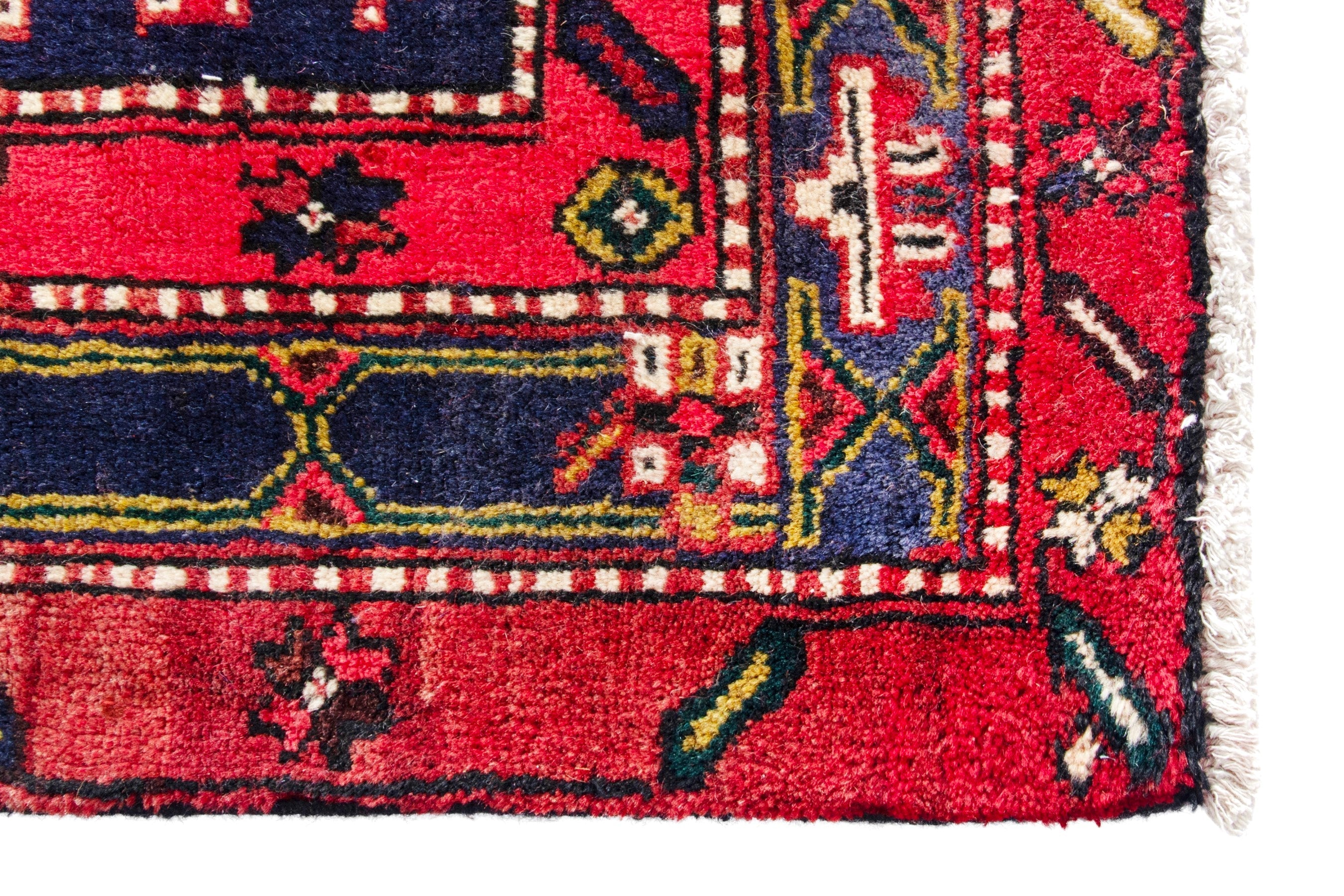 Persian Azerbaijan runner rug in deep red and navy, view 5 of 18