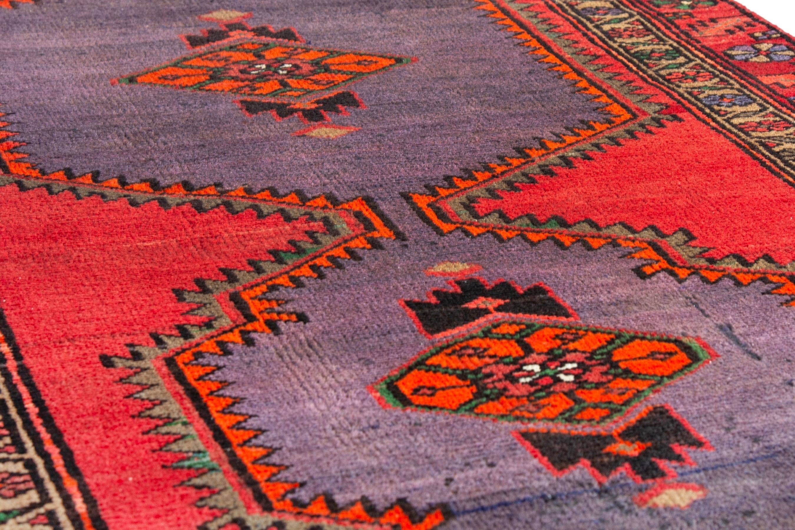 Persian Zanjan runner rug in deep red and plum, view 9 of 18