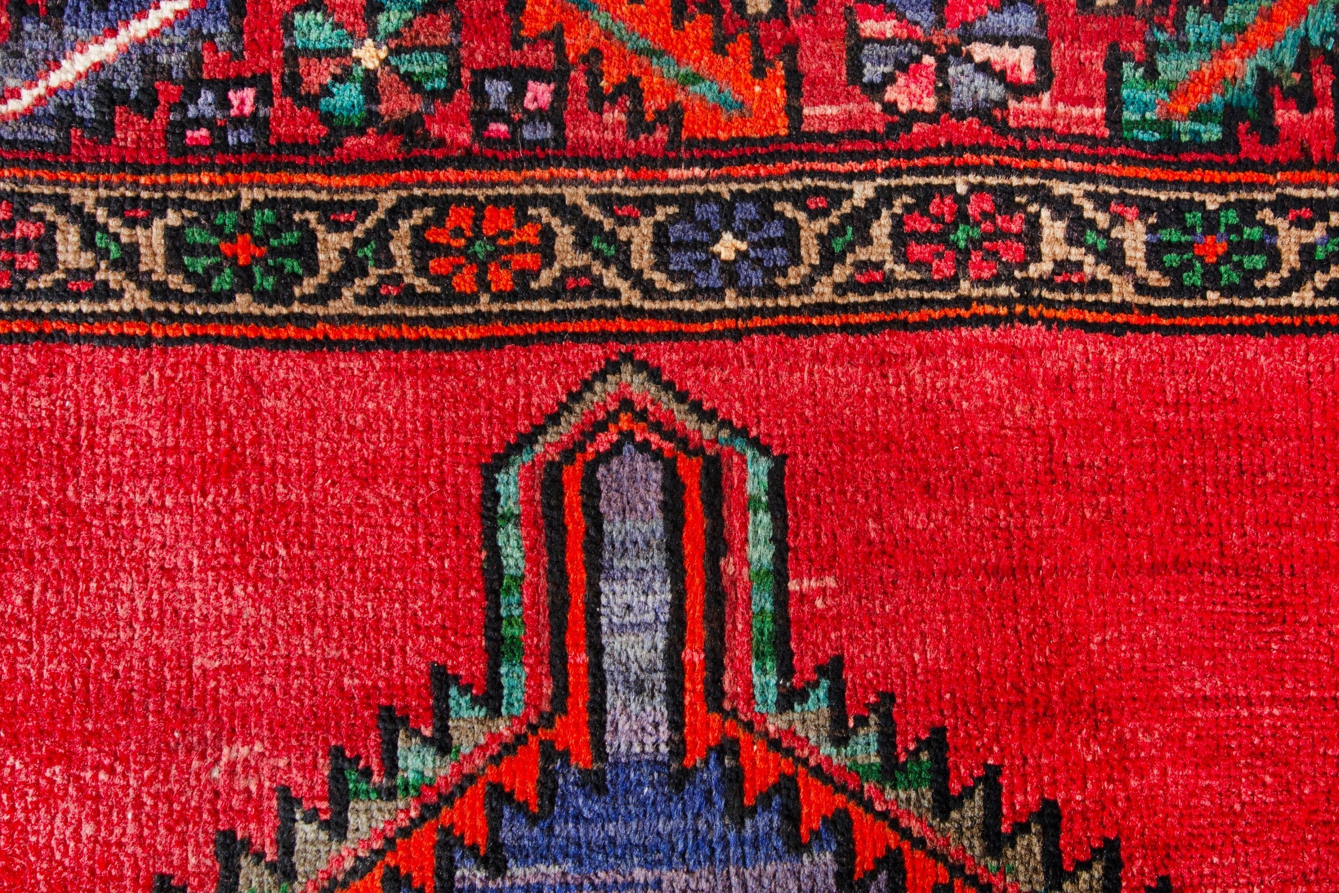 Persian Zanjan runner rug in deep red and plum, view 12 of 18