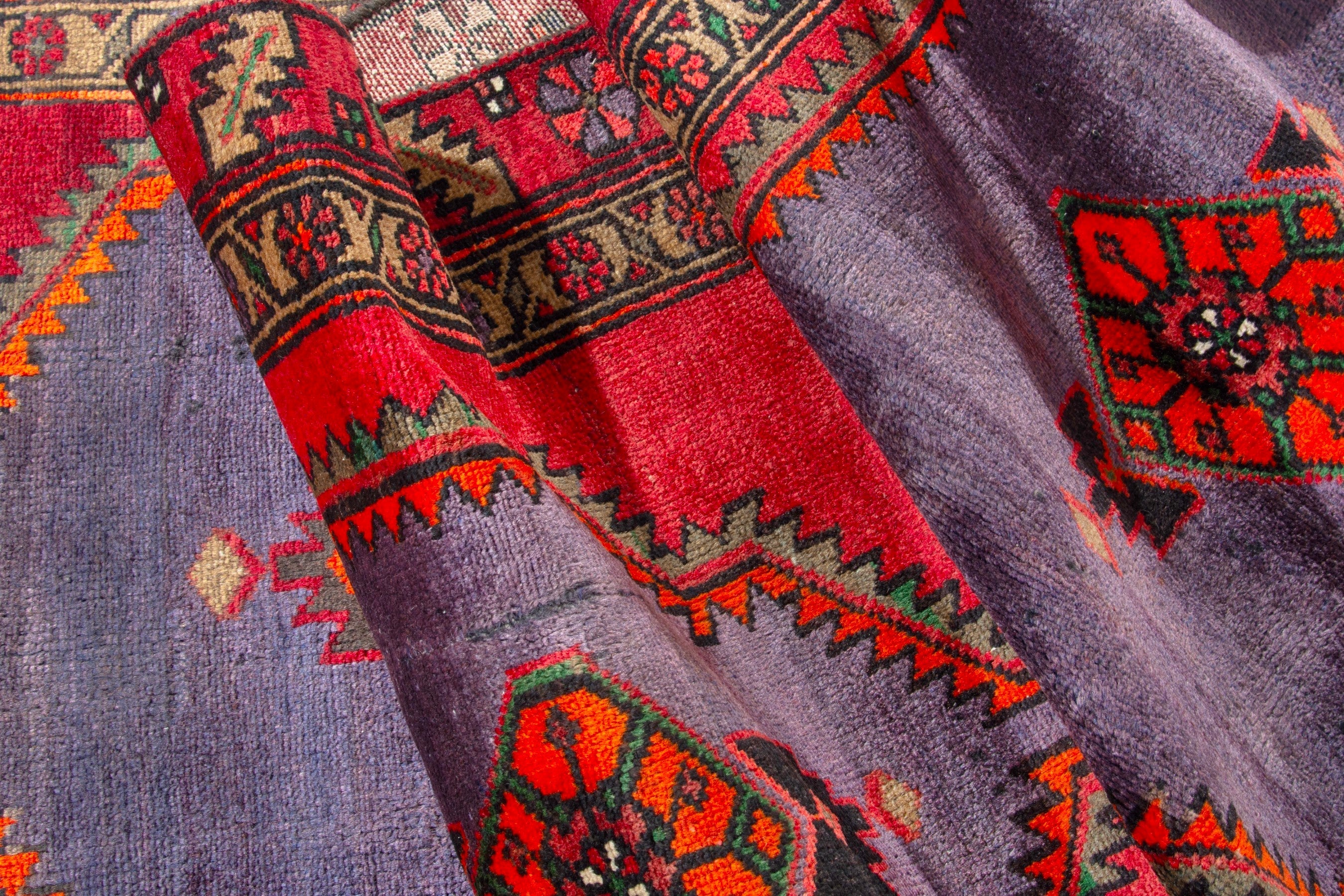 Persian Zanjan runner rug in deep red and plum, view 13 of 18