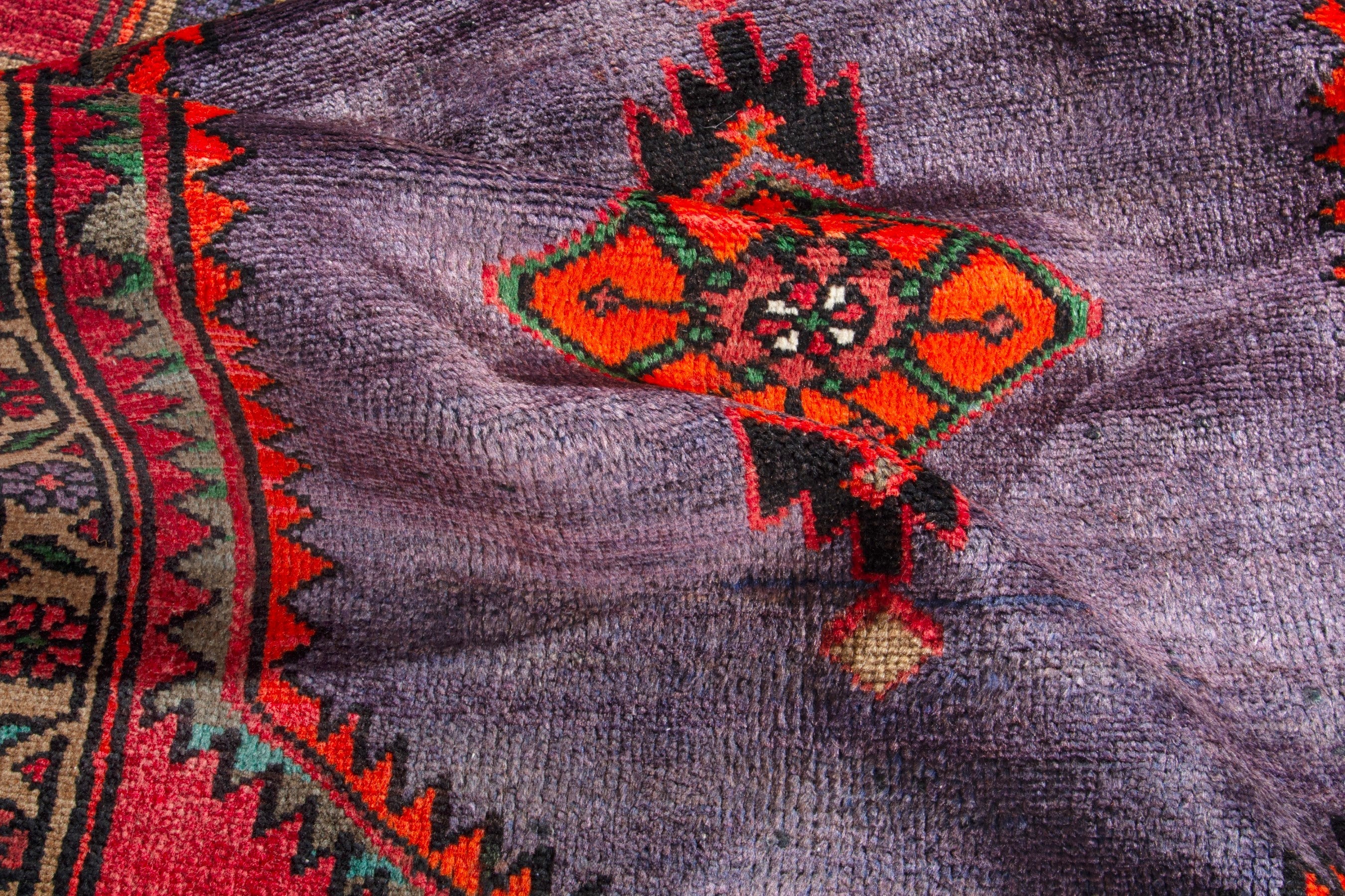 Persian Zanjan runner rug in deep red and plum, view 14 of 18