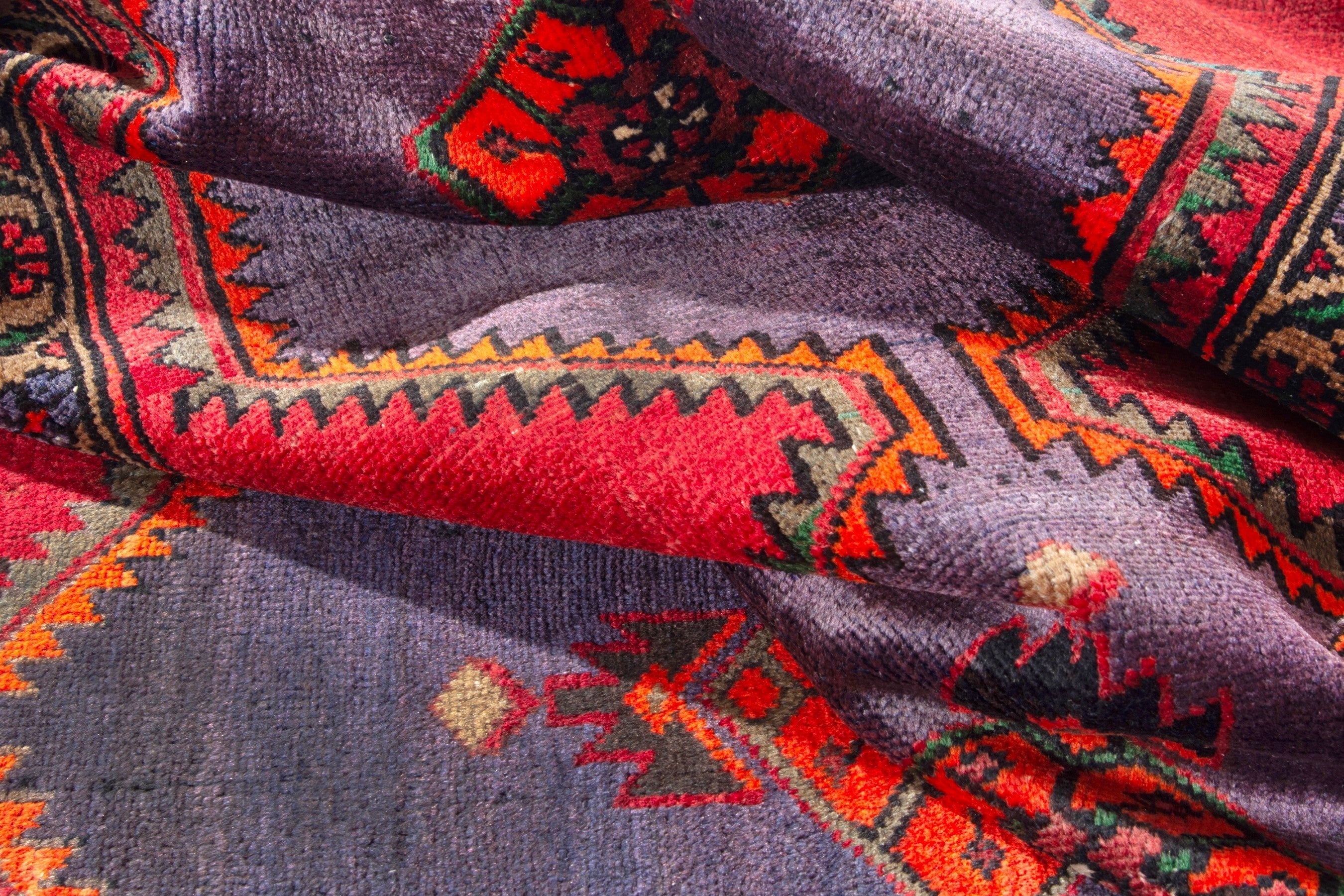 Persian Zanjan runner rug in deep red and plum, view 16 of 18