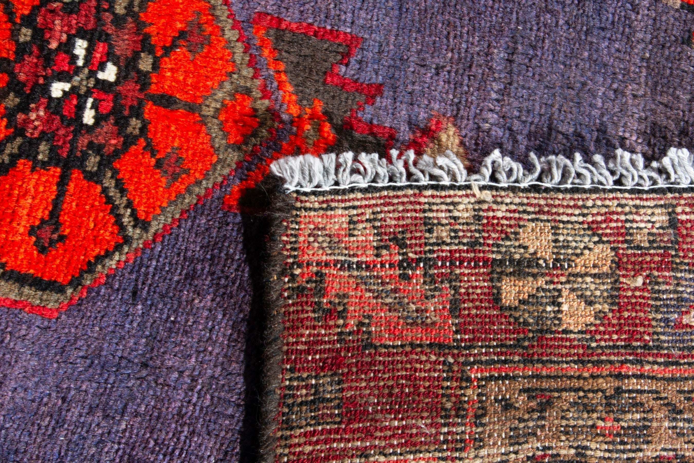 Persian Zanjan runner rug in deep red and plum, view 18 of 18
