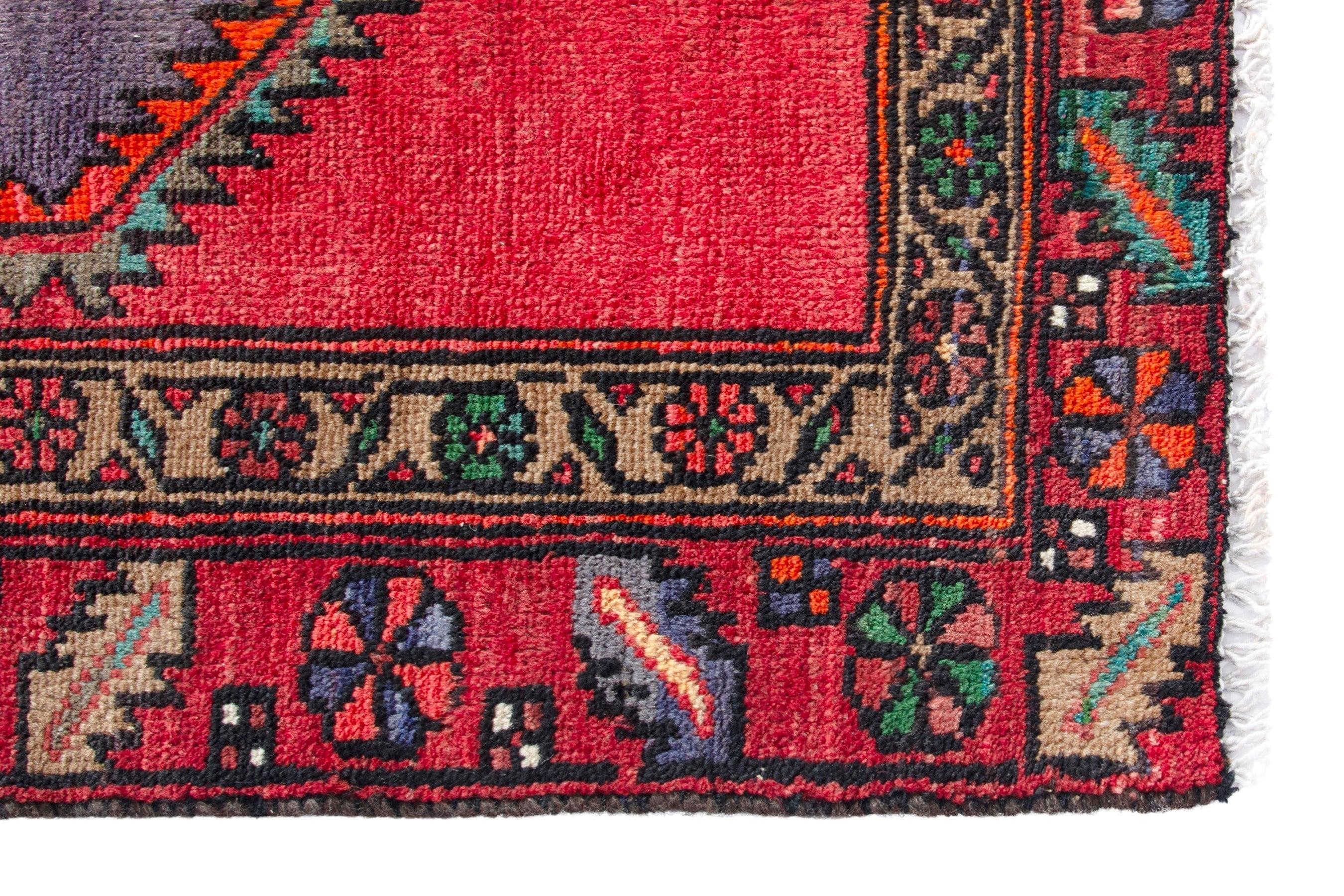 Persian Zanjan runner rug in deep red and plum, view 5 of 18