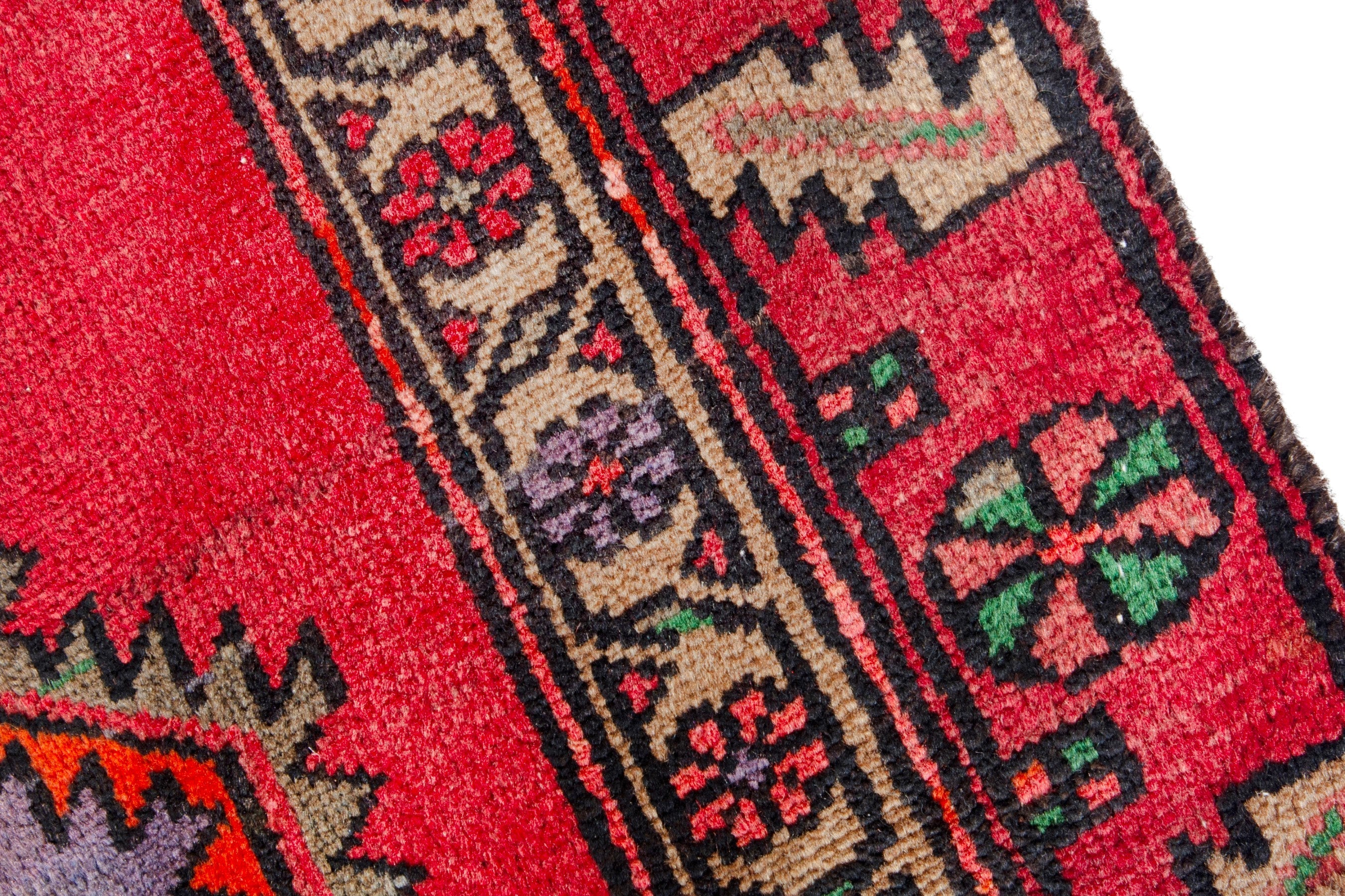 Persian Zanjan runner rug in deep red and plum, view 6 of 18