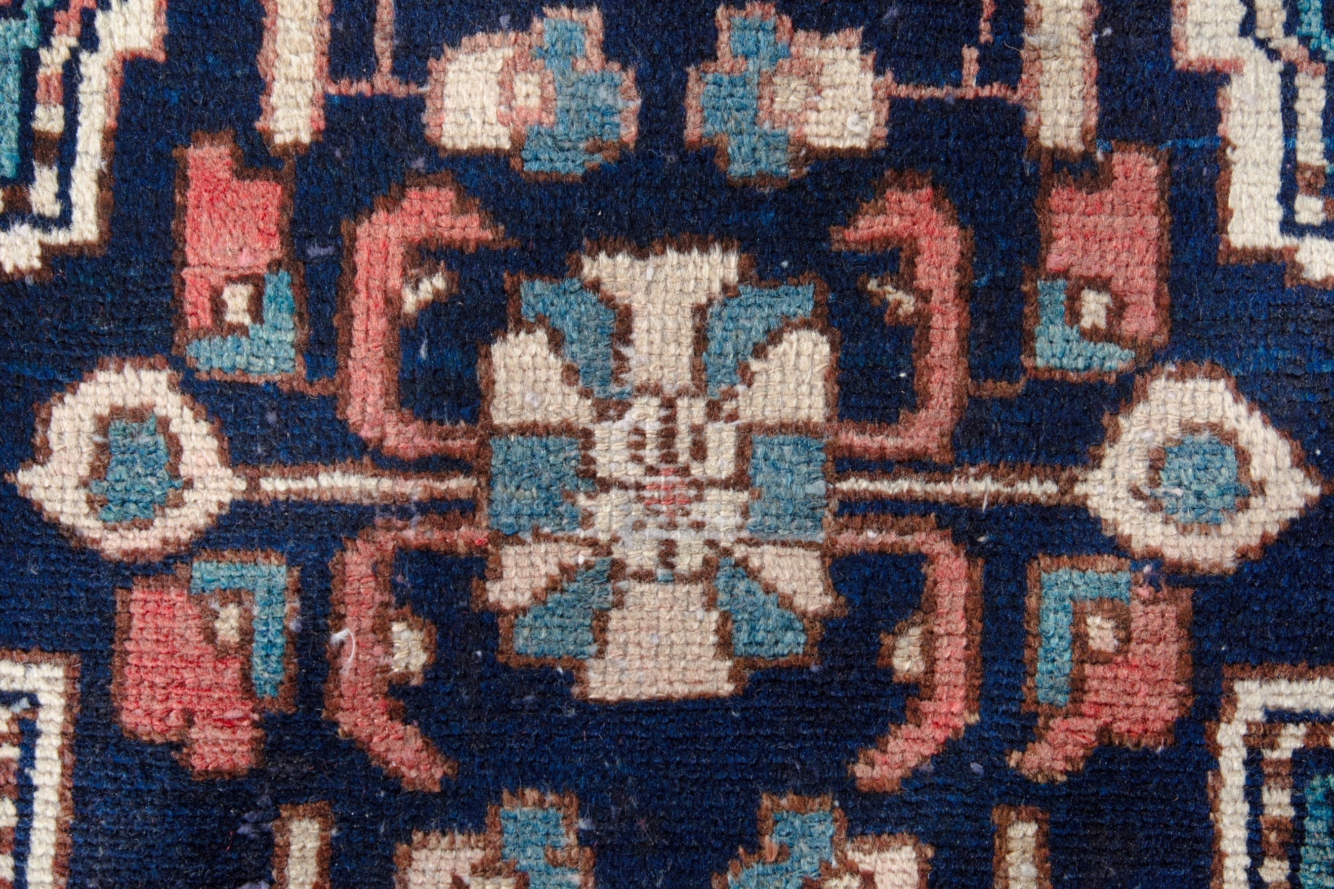 Persian Hamedan runner rug in rust and navy, view 12 of 18