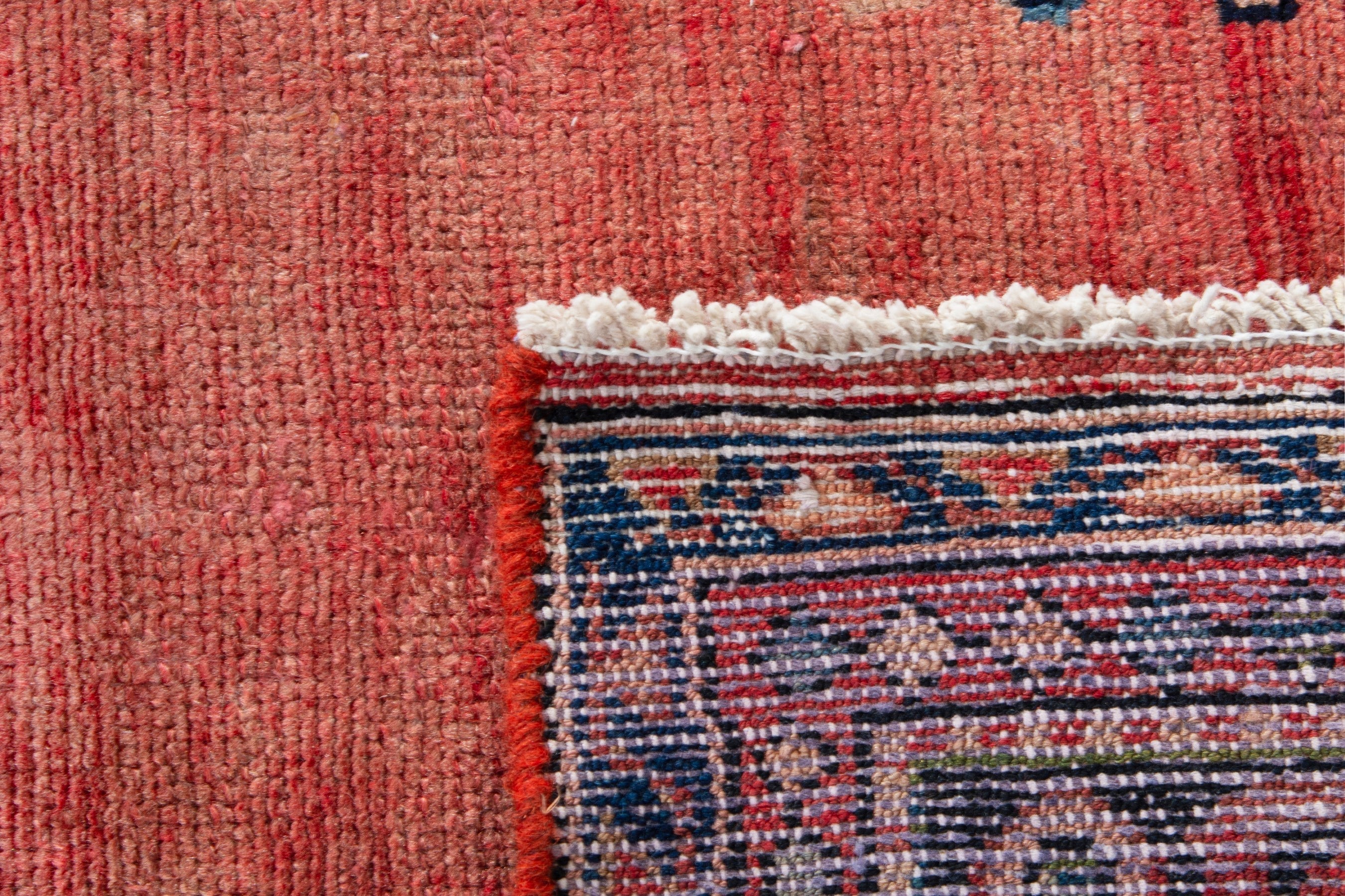 Persian Hamedan runner rug in rust and navy, view 18 of 18