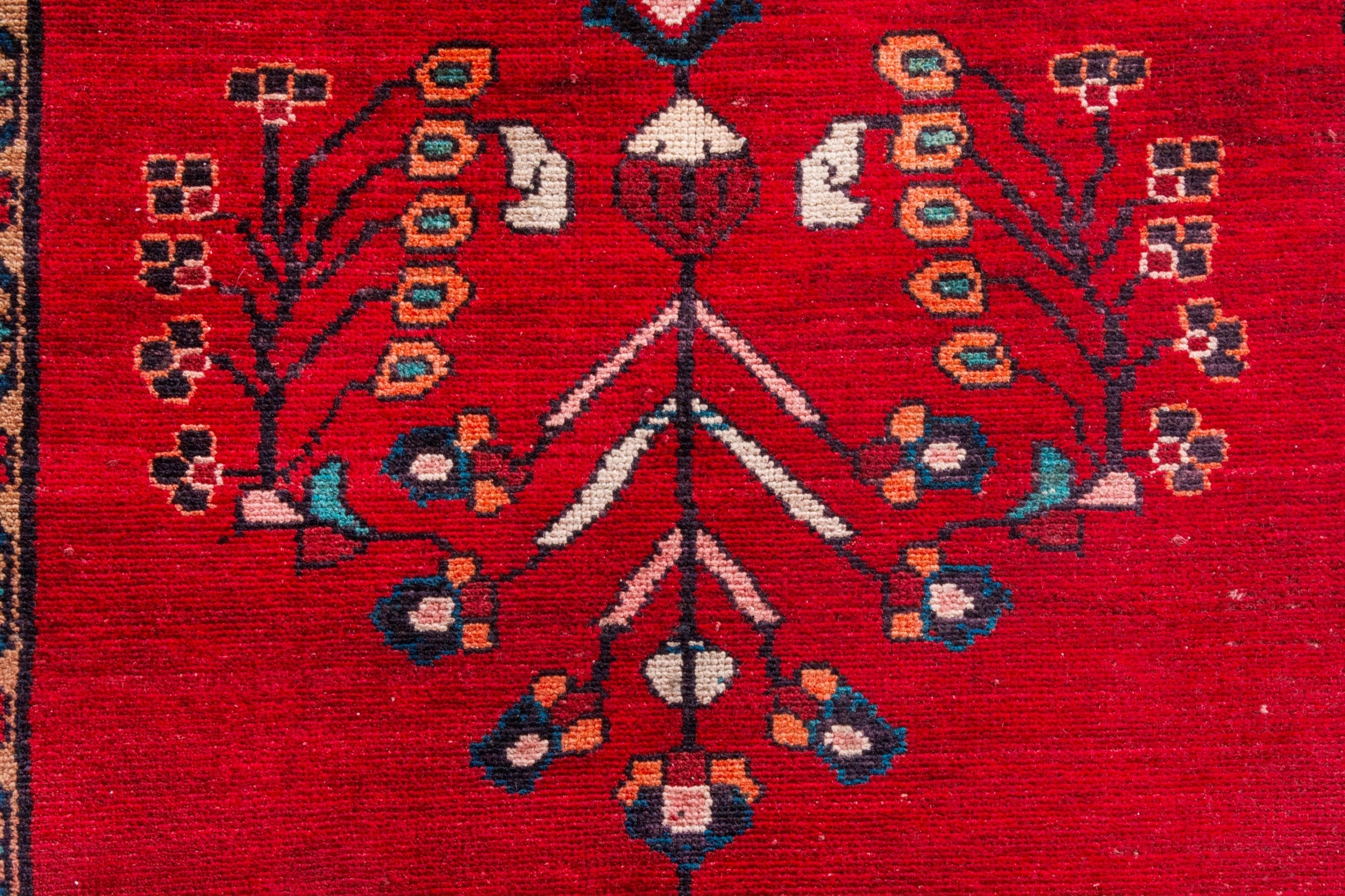 Persian Hamedan runner rug in deep red and navy, view 11 of 20