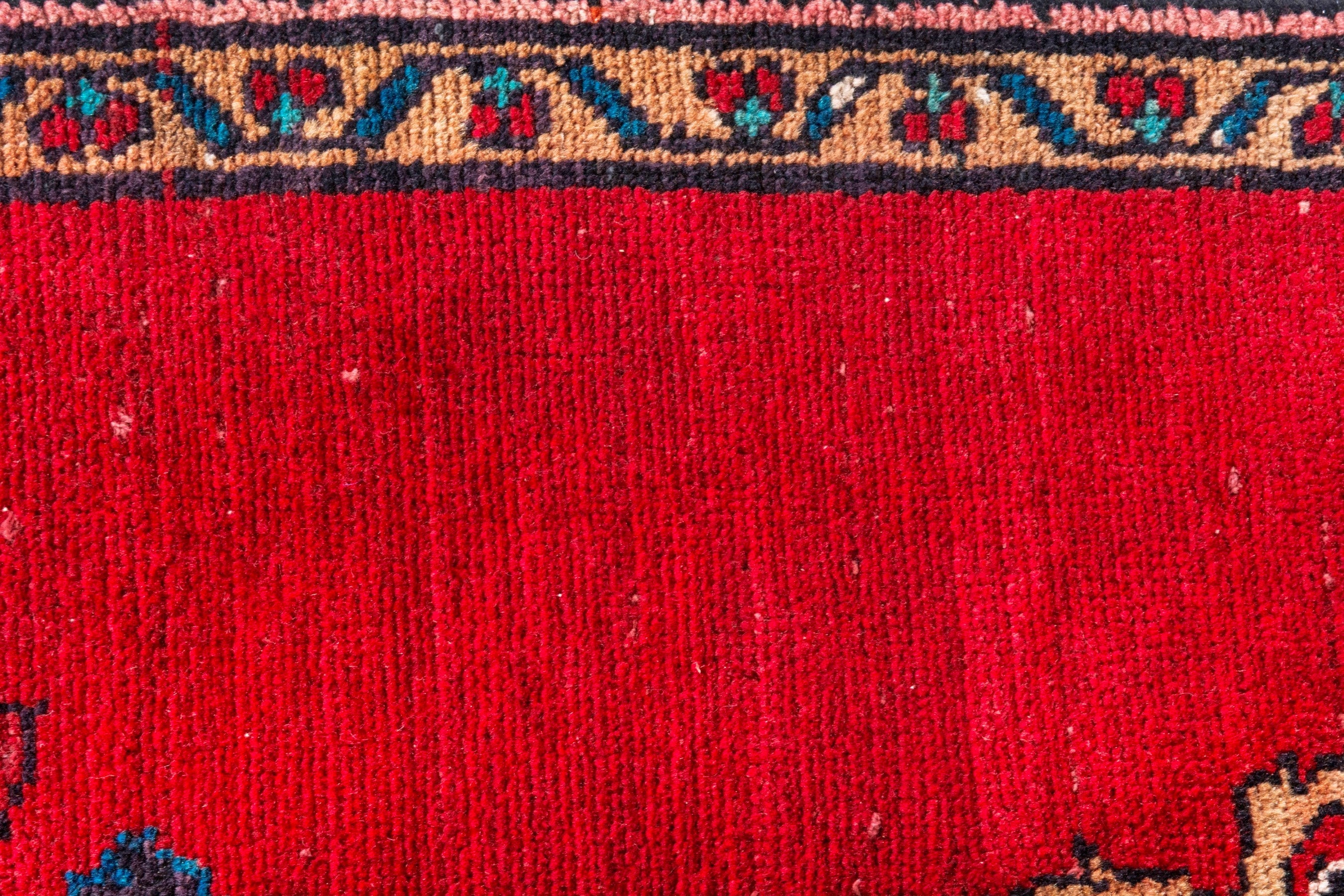 Persian Hamedan runner rug in deep red and navy, view 13 of 20