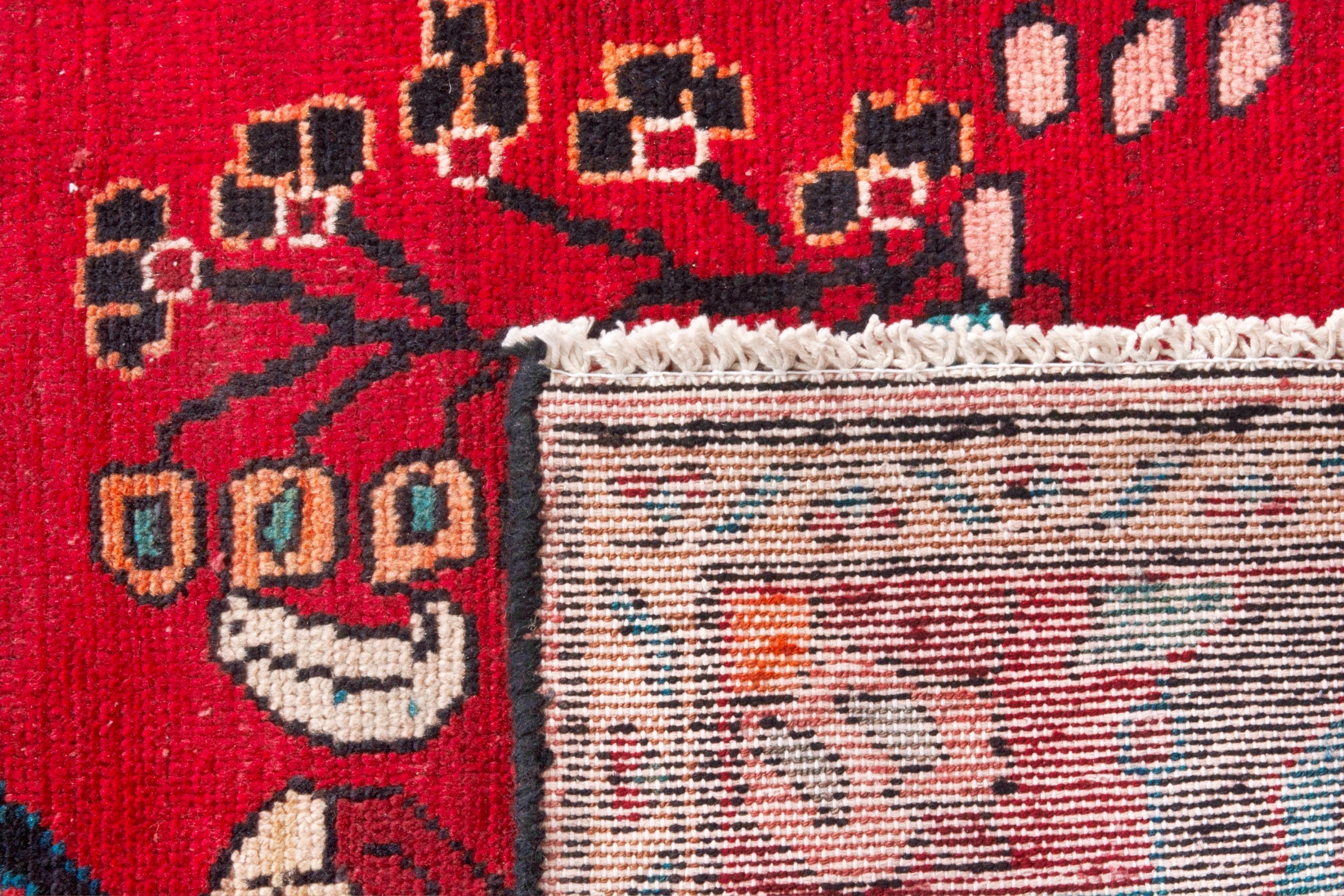 Persian Hamedan runner rug in deep red and navy, view 20 of 20