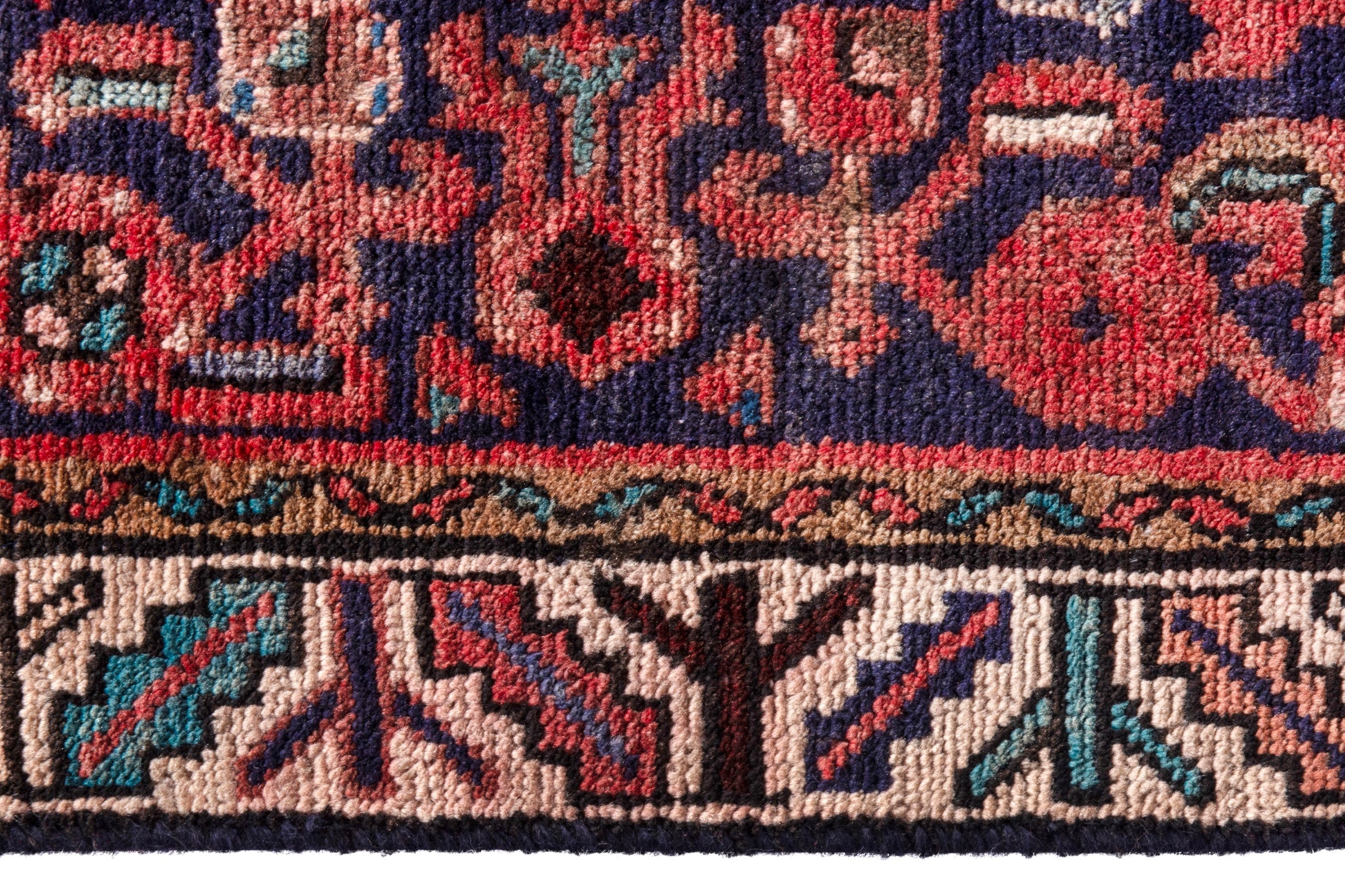 Persian Hamedan runner rug in burgundy and cream, view 13 of 22