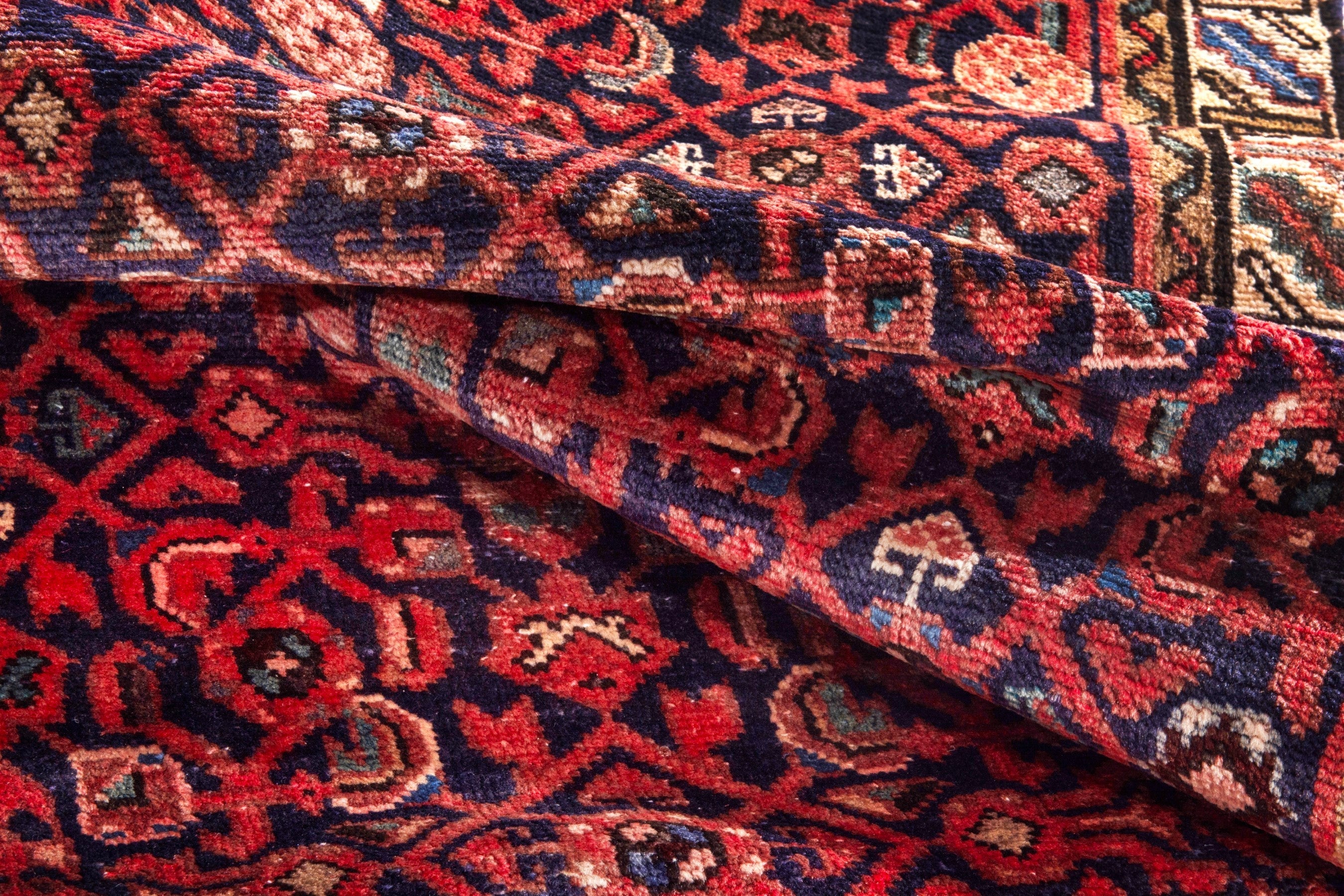 Persian Hamedan runner rug in burgundy and cream, view 21 of 22