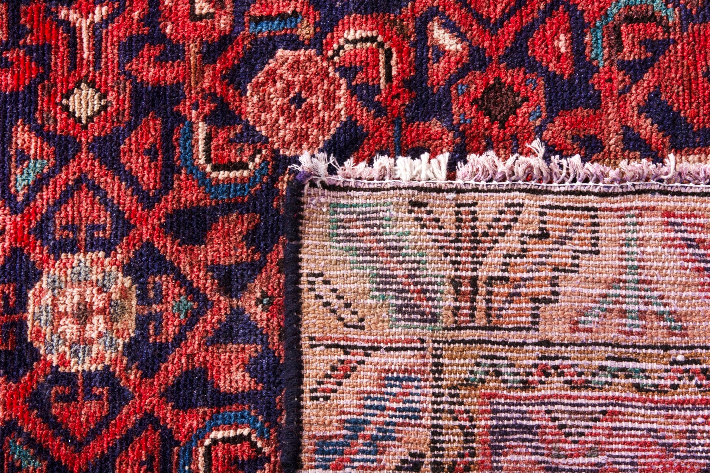 Persian Hamedan runner rug in burgundy and cream, view 22 of 22