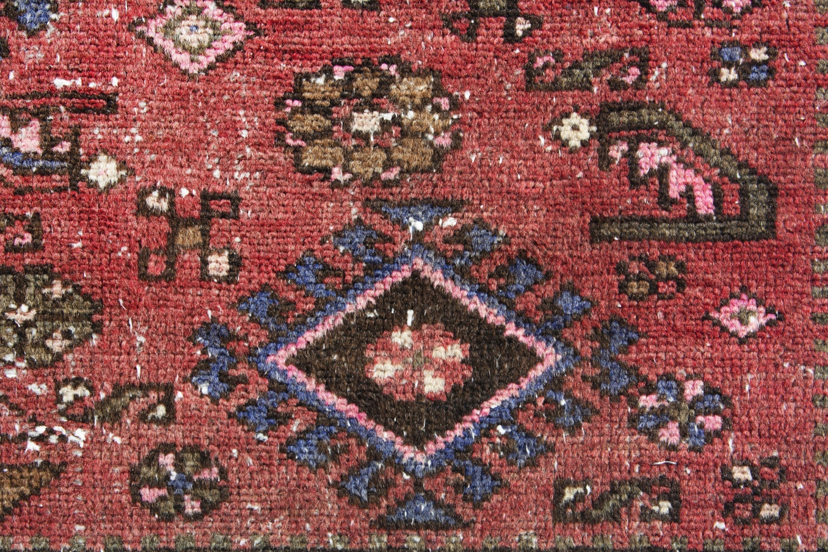Persian Hamedan accent rug in rust and denim, view 11 of 18