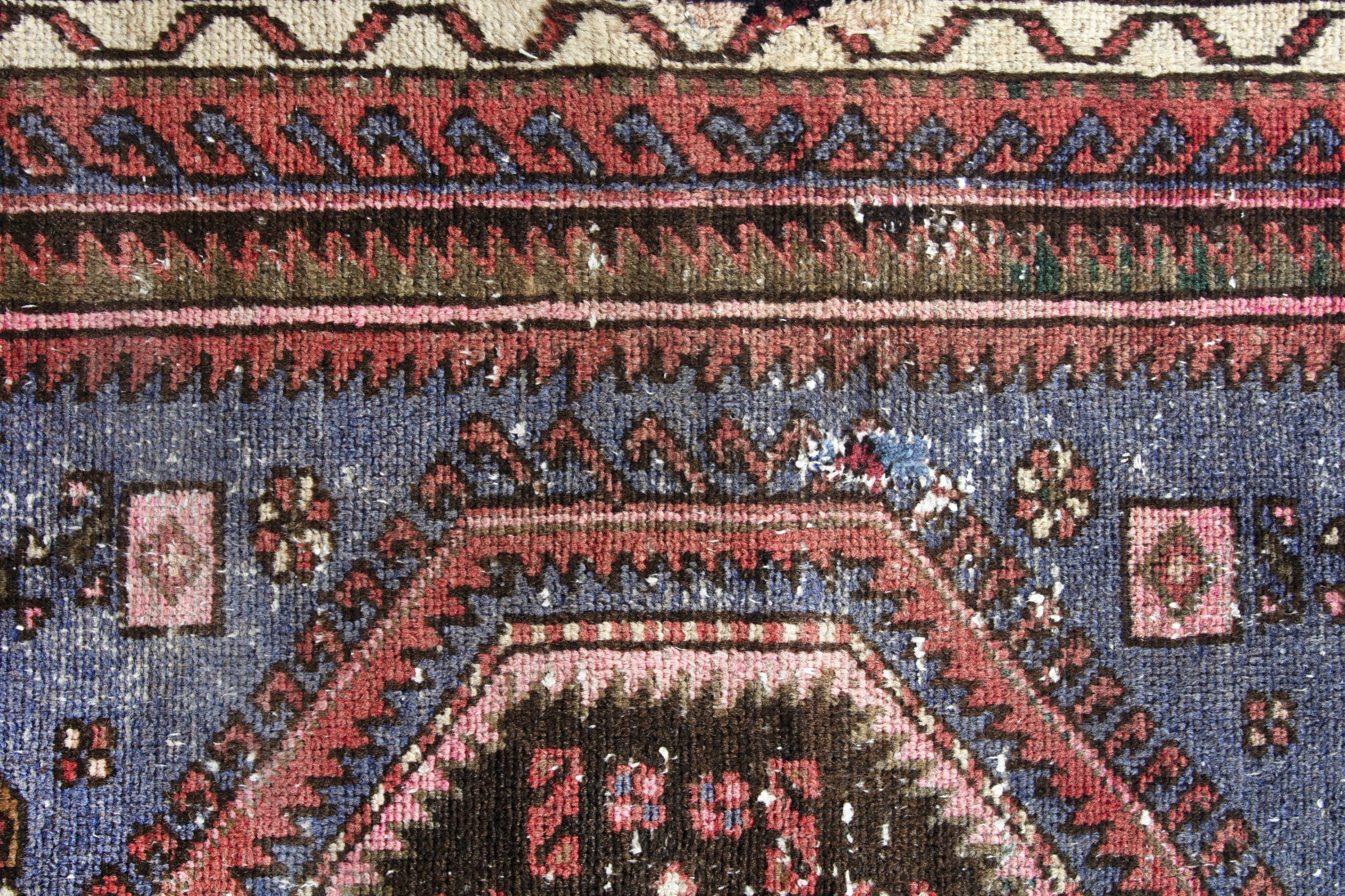 Persian Hamedan accent rug in rust and denim, view 13 of 18