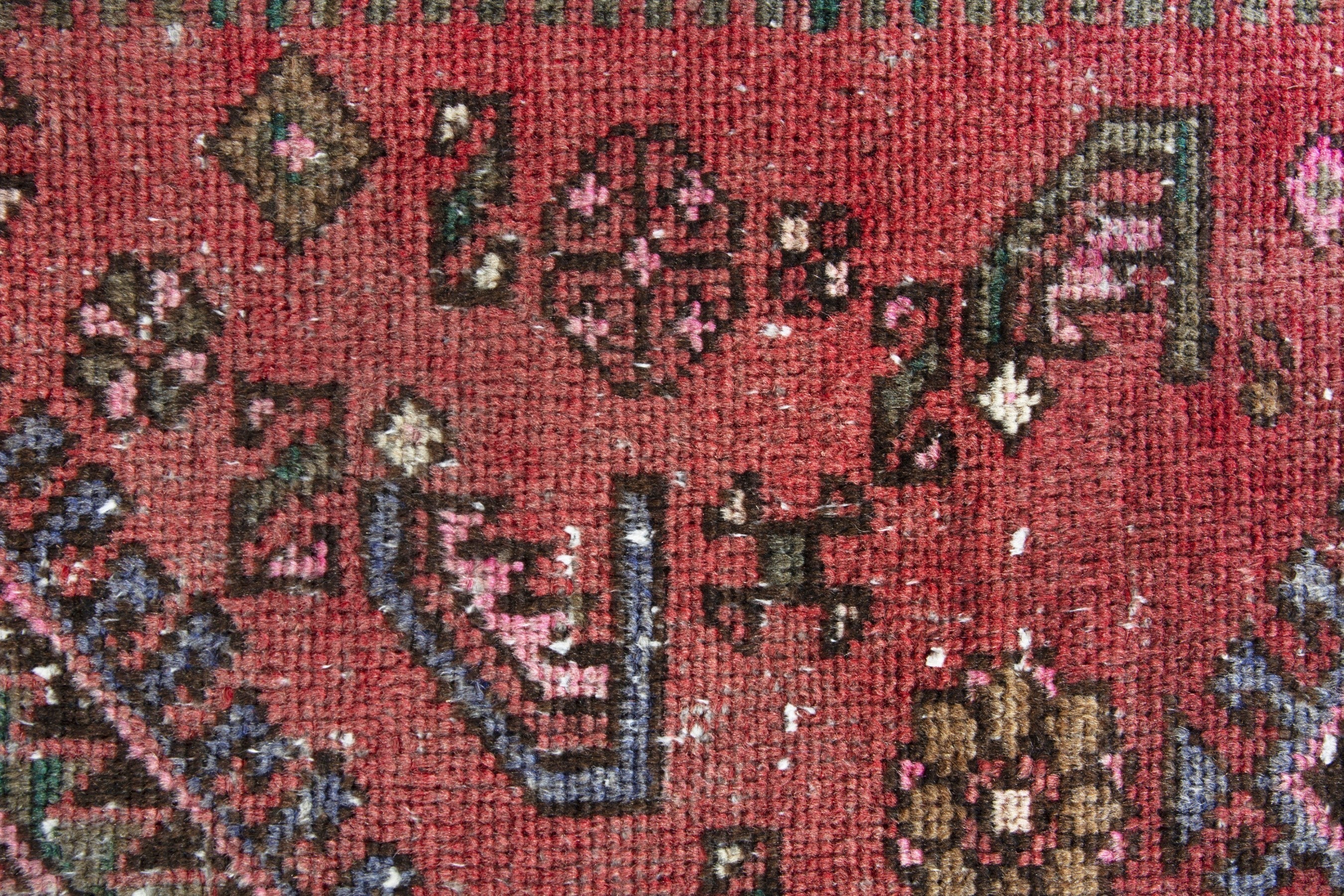 Persian Hamedan accent rug in rust and denim, view 14 of 18