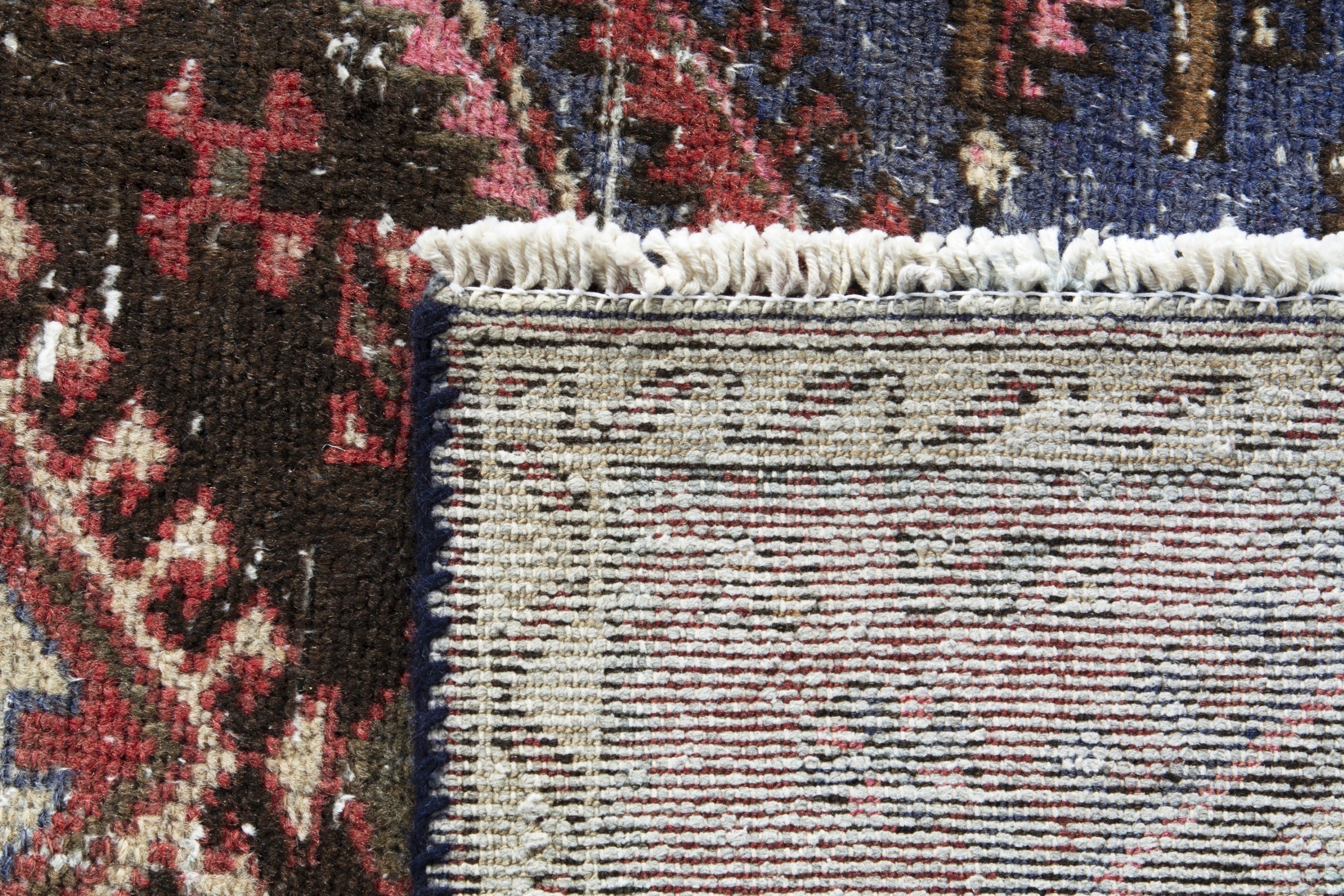 Persian Hamedan accent rug in rust and denim, view 18 of 18