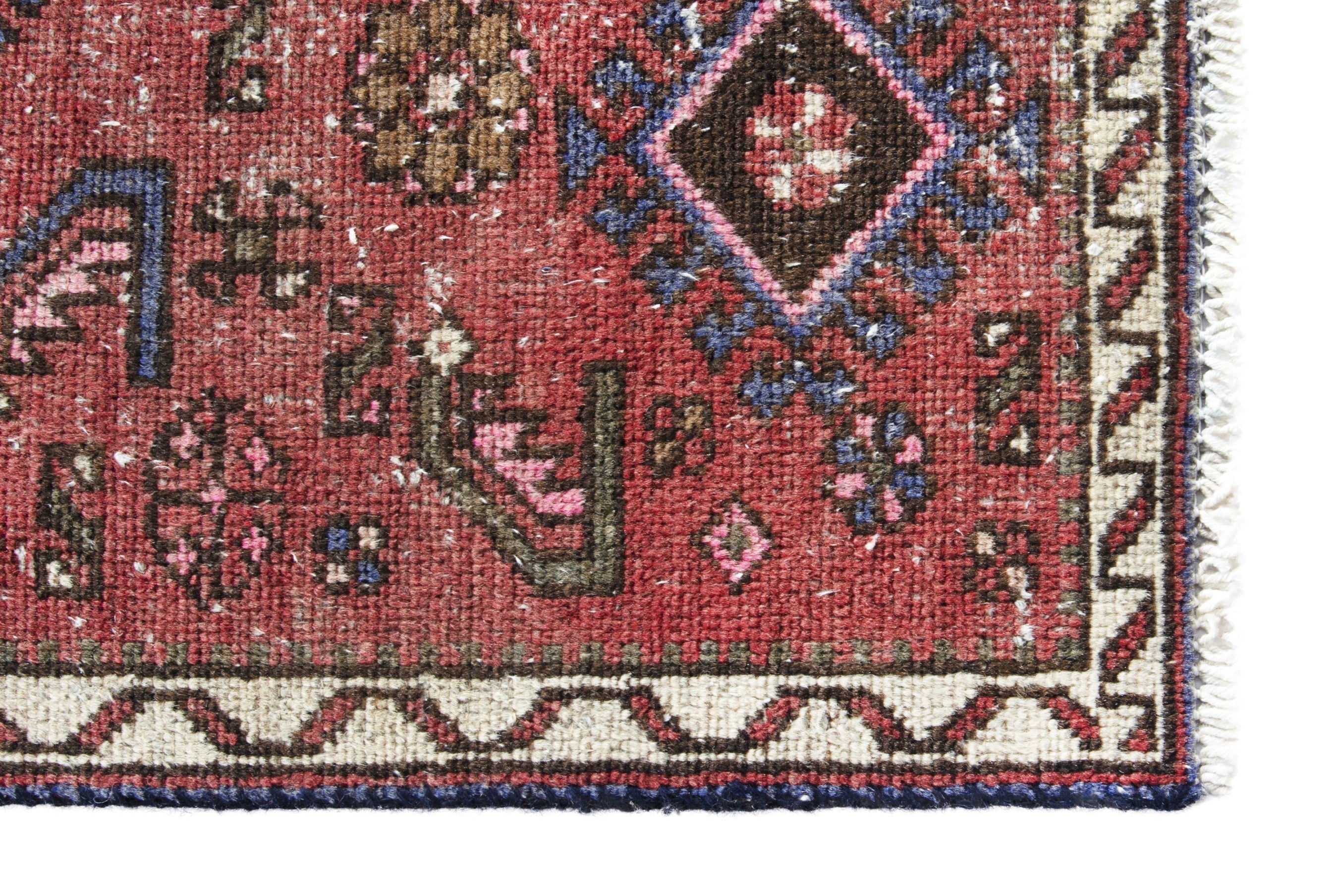 Persian Hamedan accent rug in rust and denim, view 5 of 18