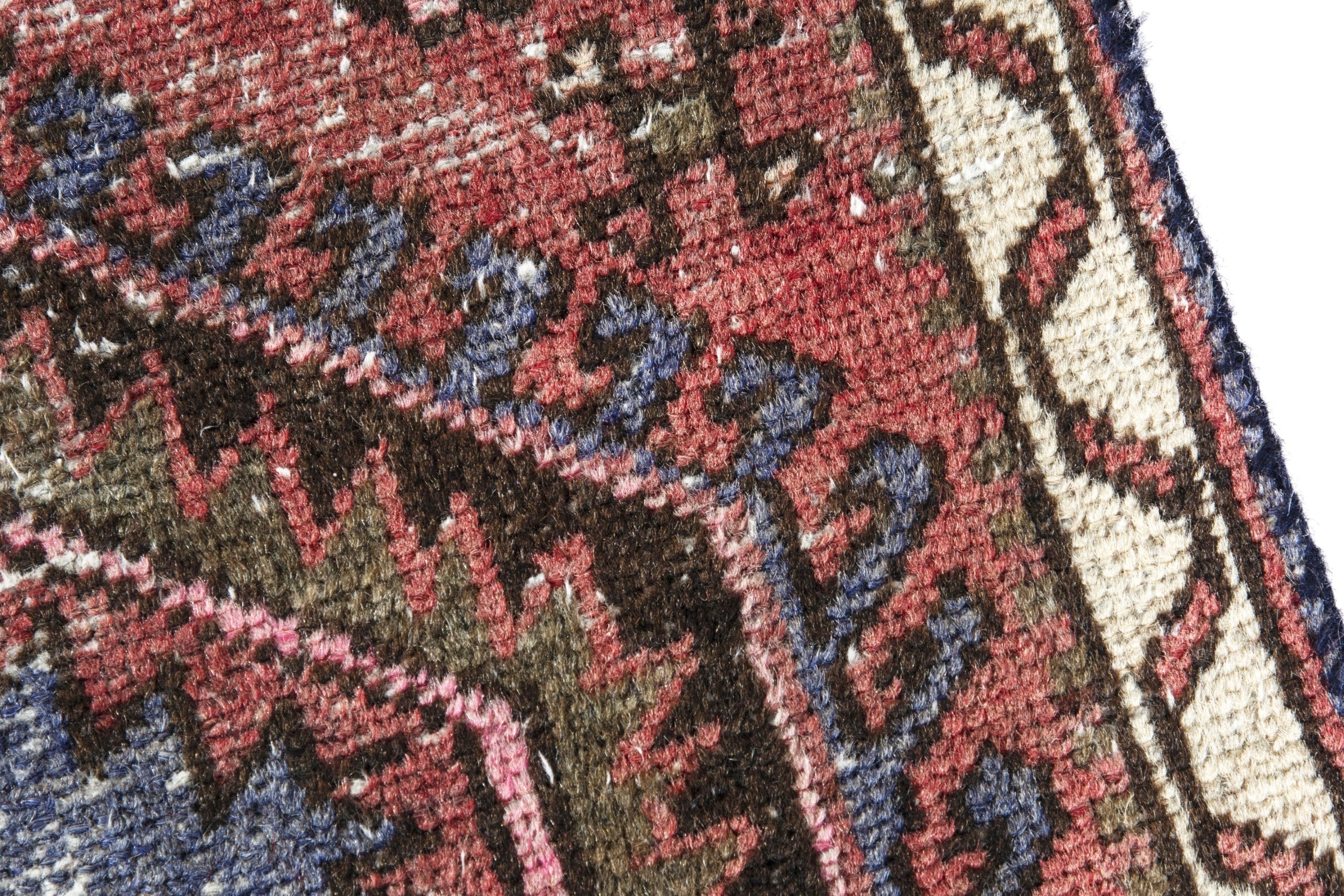 Persian Hamedan accent rug in rust and denim, view 7 of 18