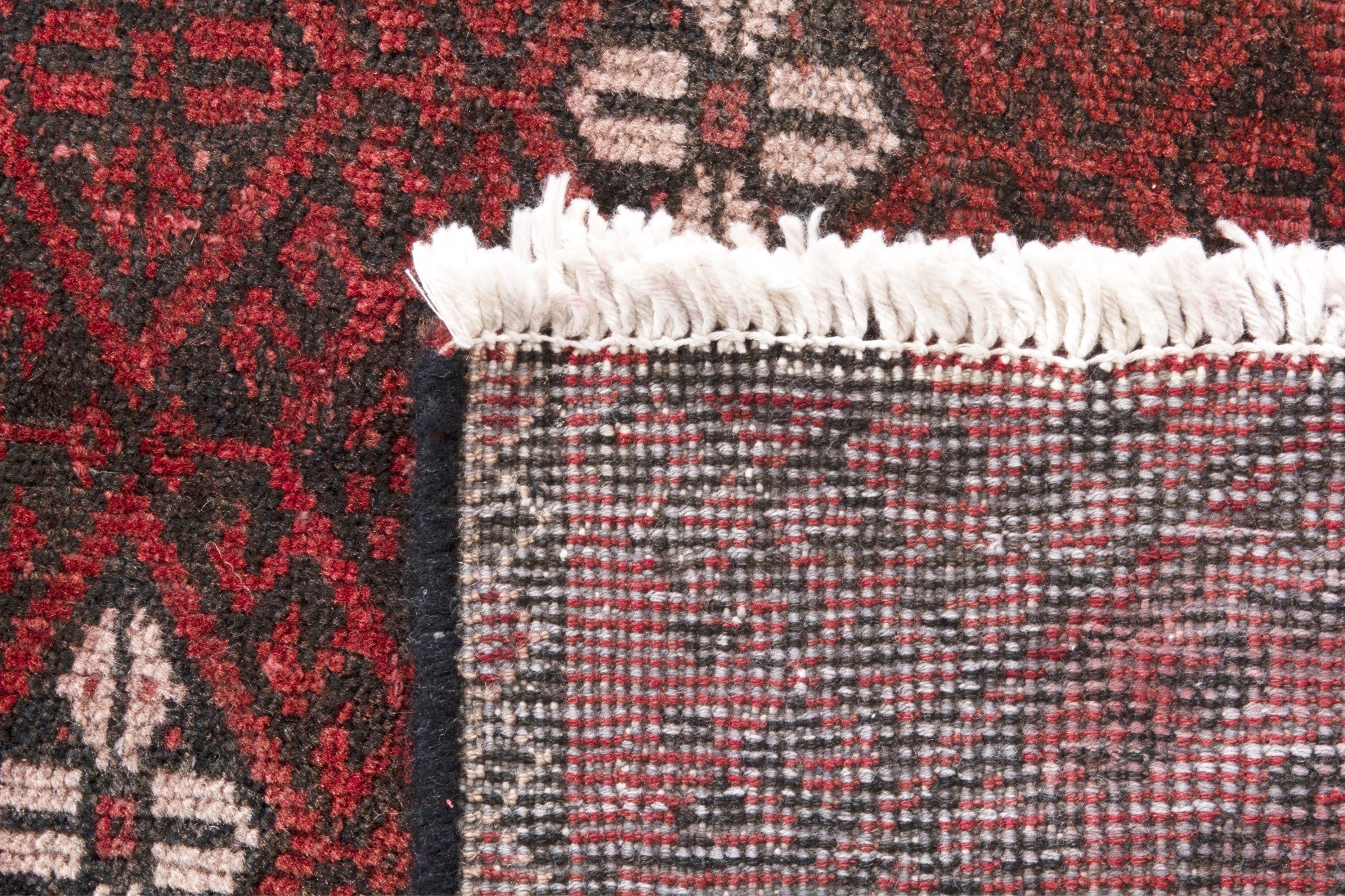 Persian Baluch accent rug in deep red and cream, view 18 of 18