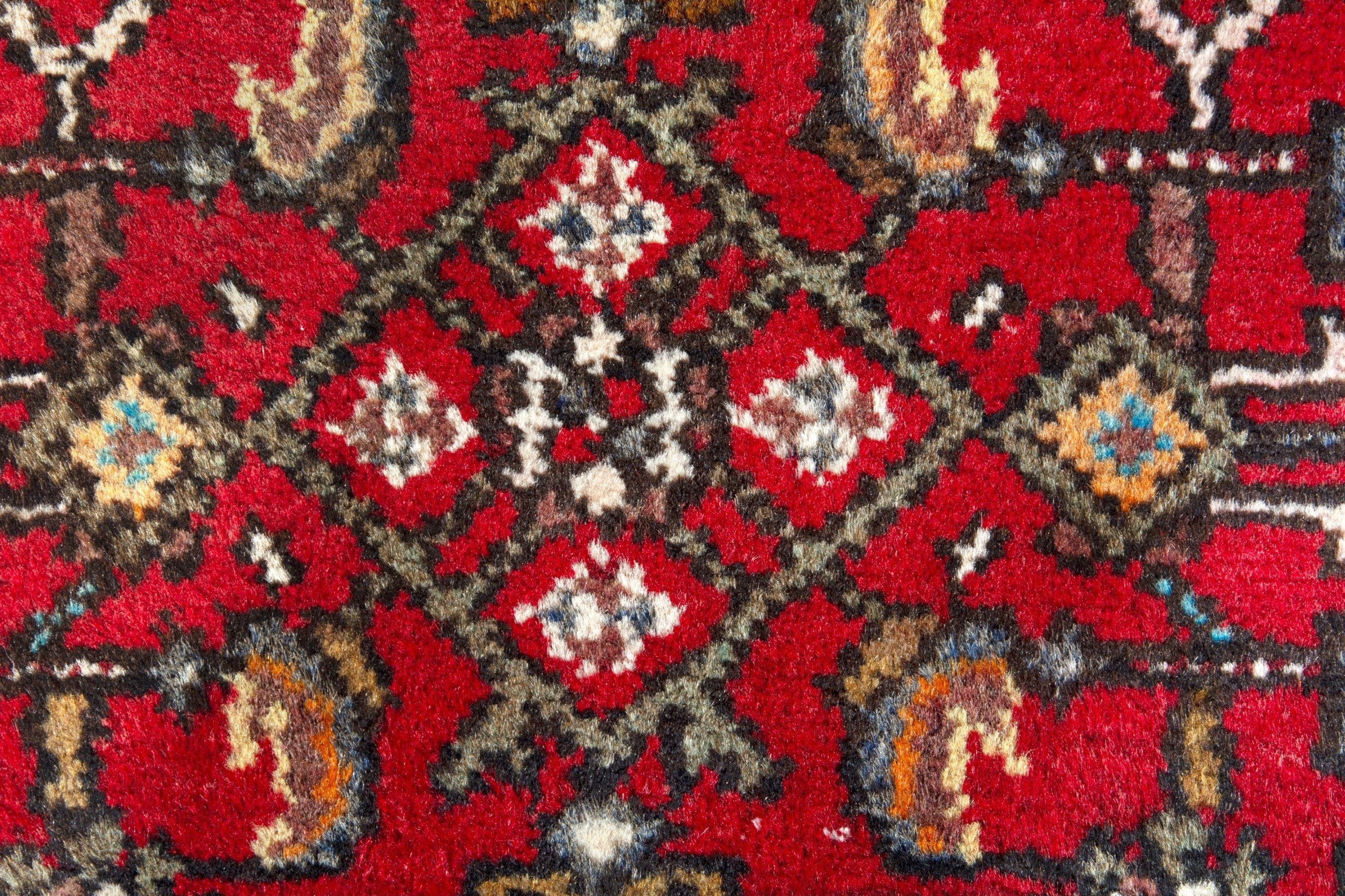 Persian Hamedan runner rug in deep red and cream, view 11 of 18