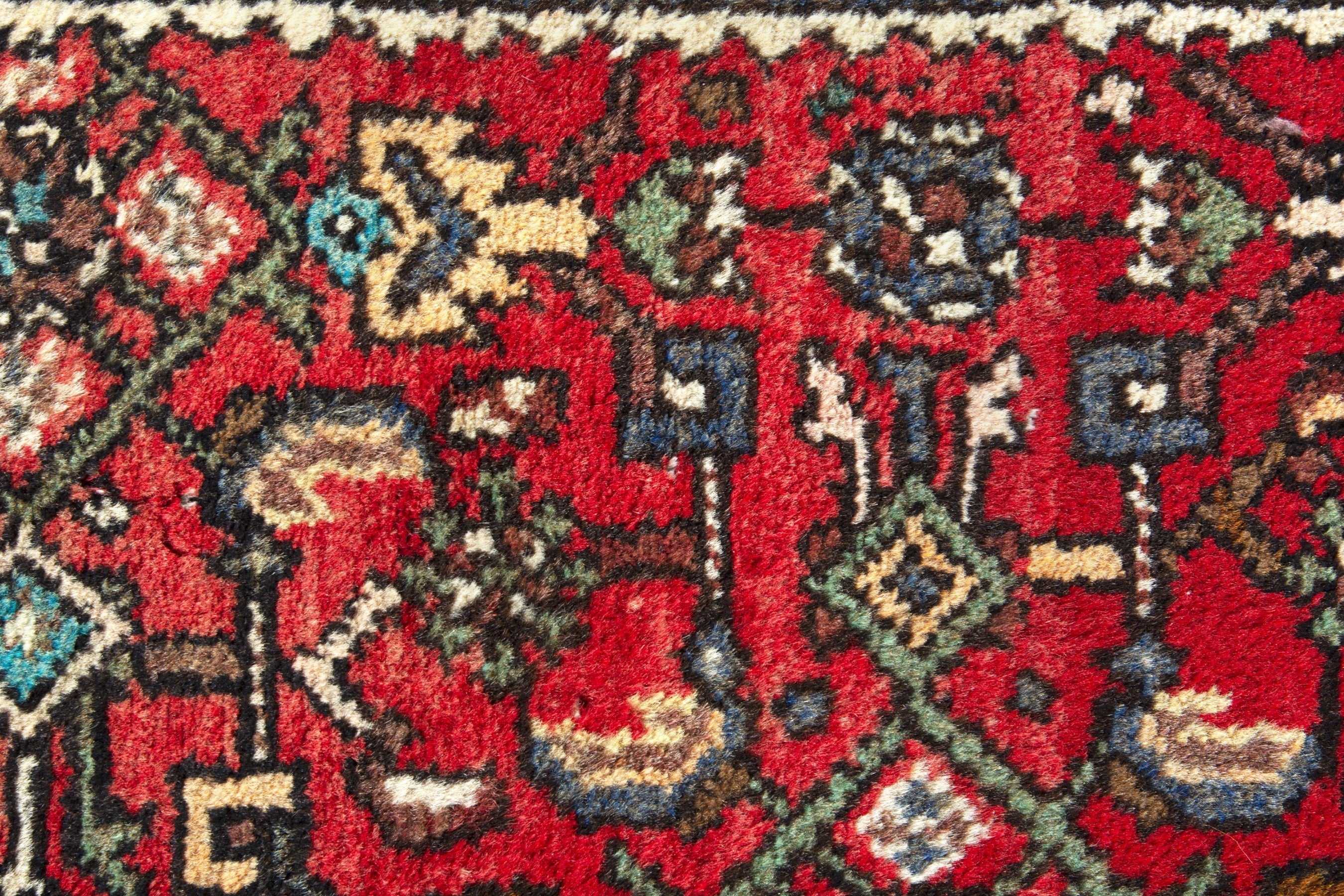Persian Hamedan runner rug in deep red and cream, view 12 of 18