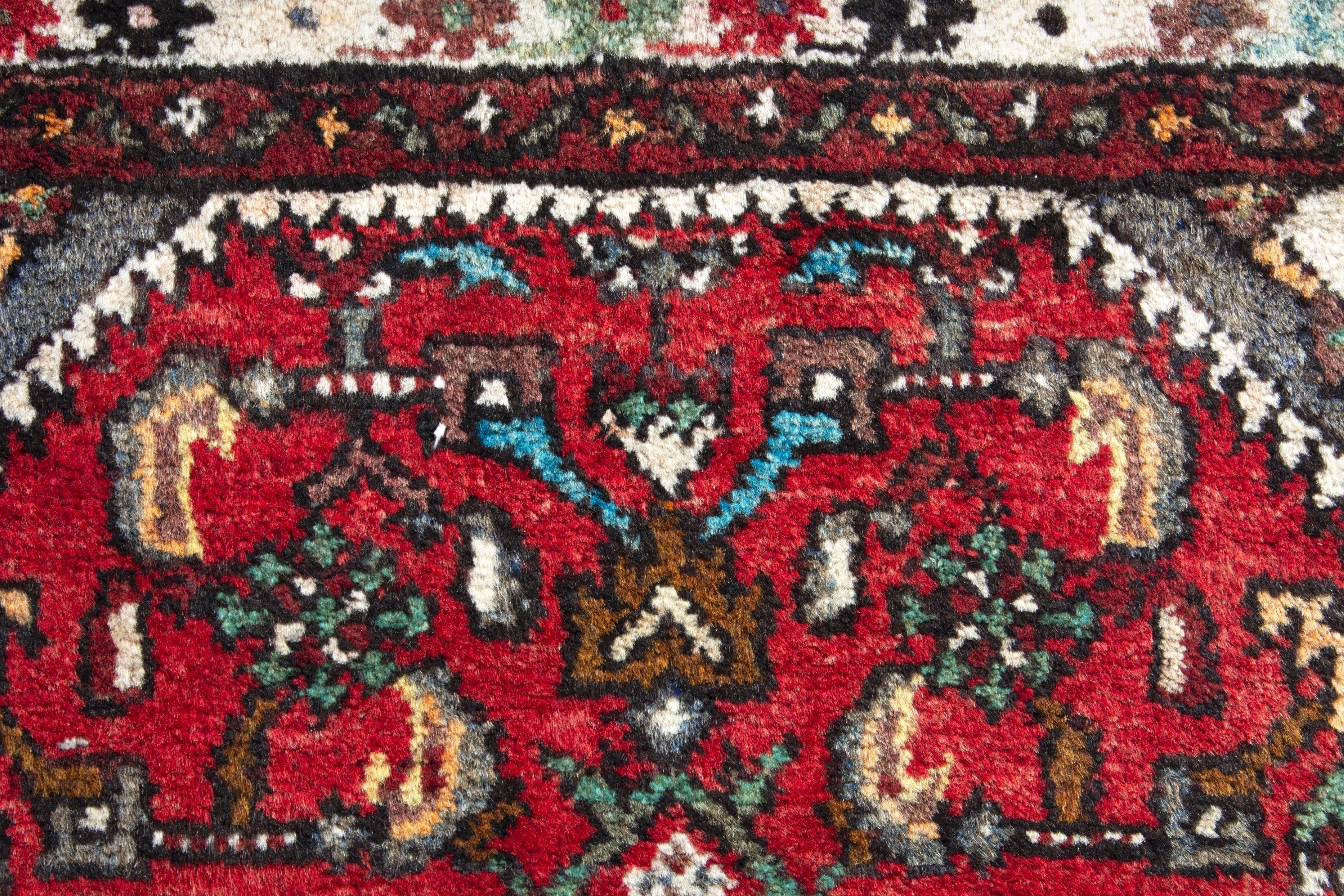 Persian Hamedan runner rug in deep red and cream, view 13 of 18