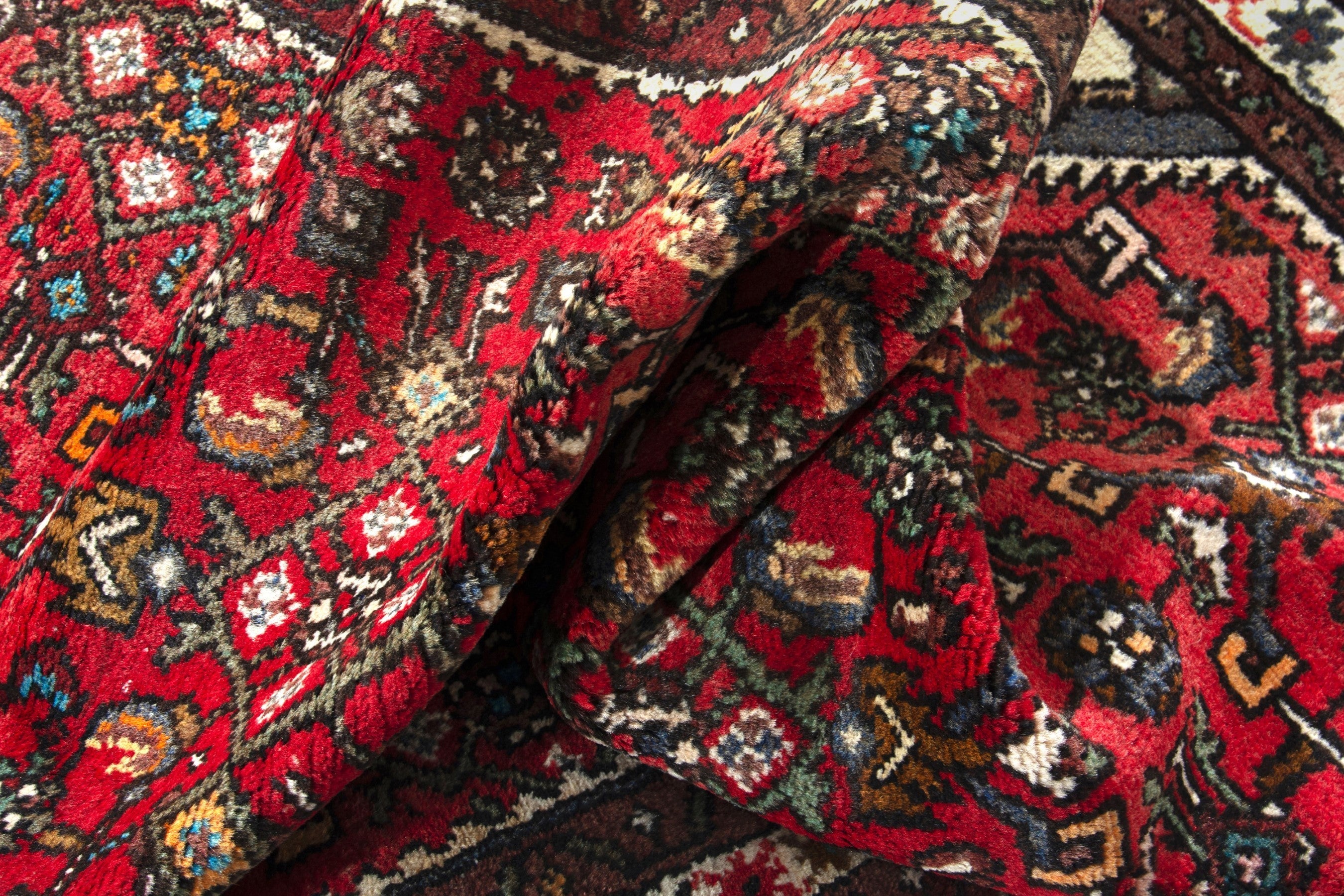 Persian Hamedan runner rug in deep red and cream, view 15 of 18