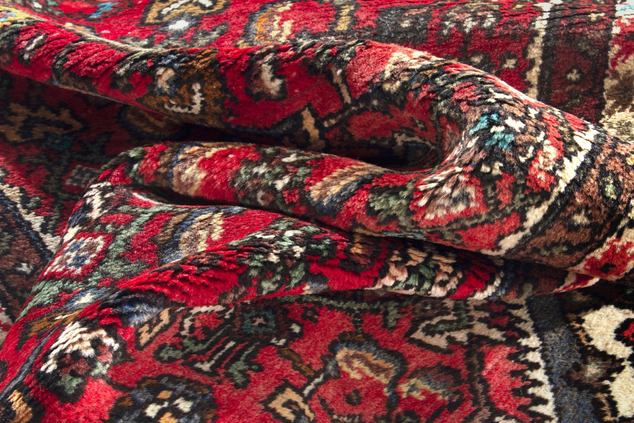 Persian Hamedan runner rug in deep red and cream, view 16 of 18
